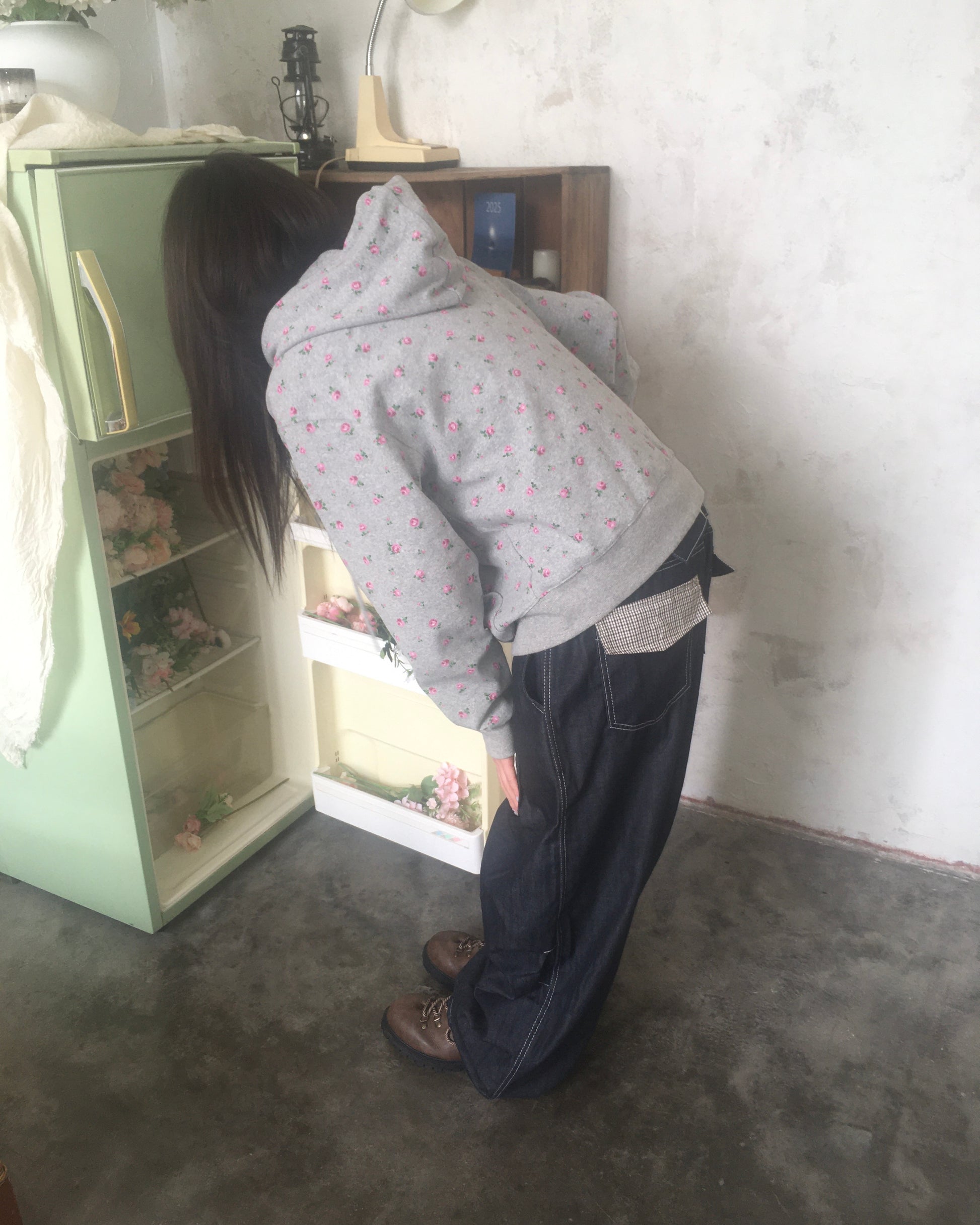 flower zip-up hoodie