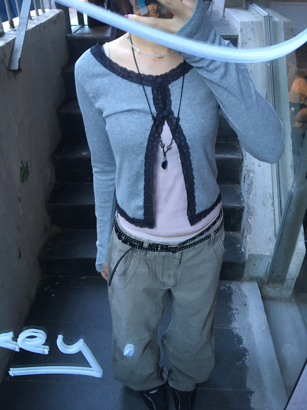 vintage washed cargo pants (beige)