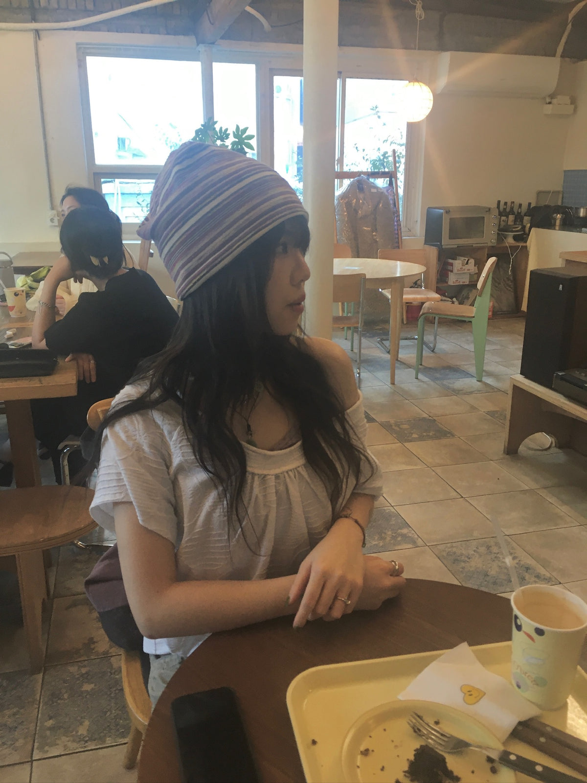 coco stripe beanie (pink)