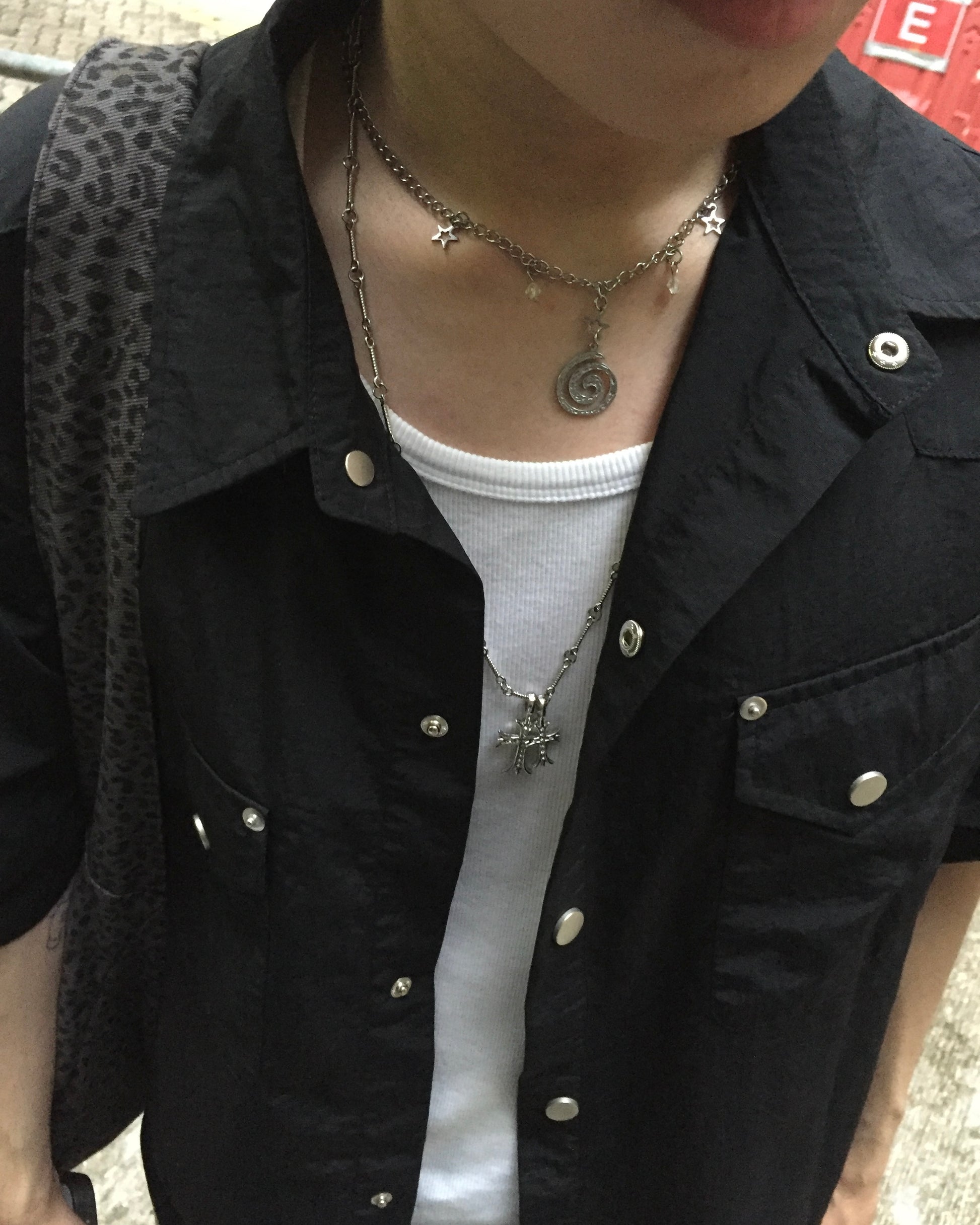 western nylon shirt (black)