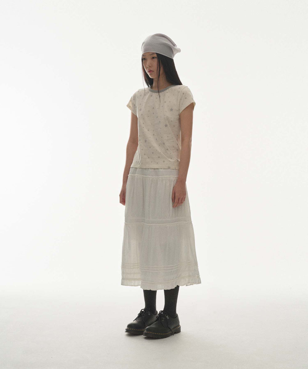 ✪【𝘱𝘳𝘦-𝘰𝘳𝘥𝘦𝘳】coyseio shirring midi skirt (white)