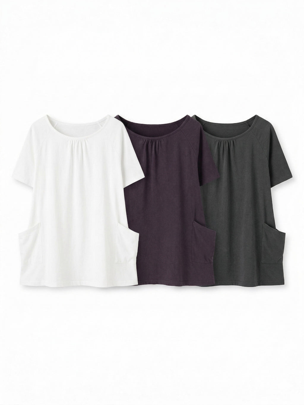 gathered neck pocket tee (purple)