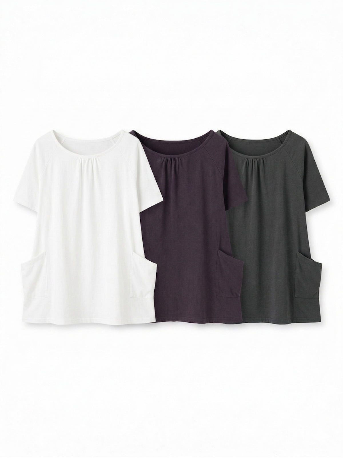 gathered neck pocket tee (purple)