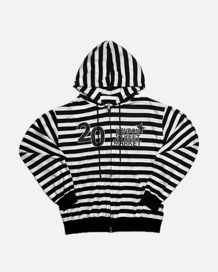 20 striped zip-up hoodie (black)