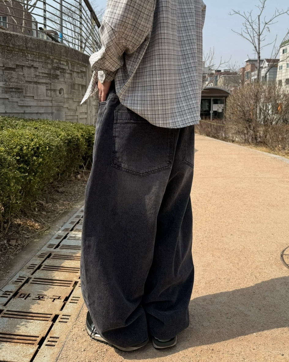 vintage layer washed jeans (black)