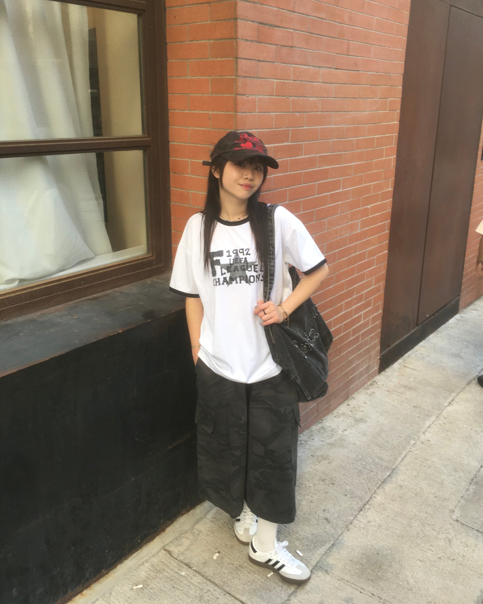 champion star ringer tee (white)