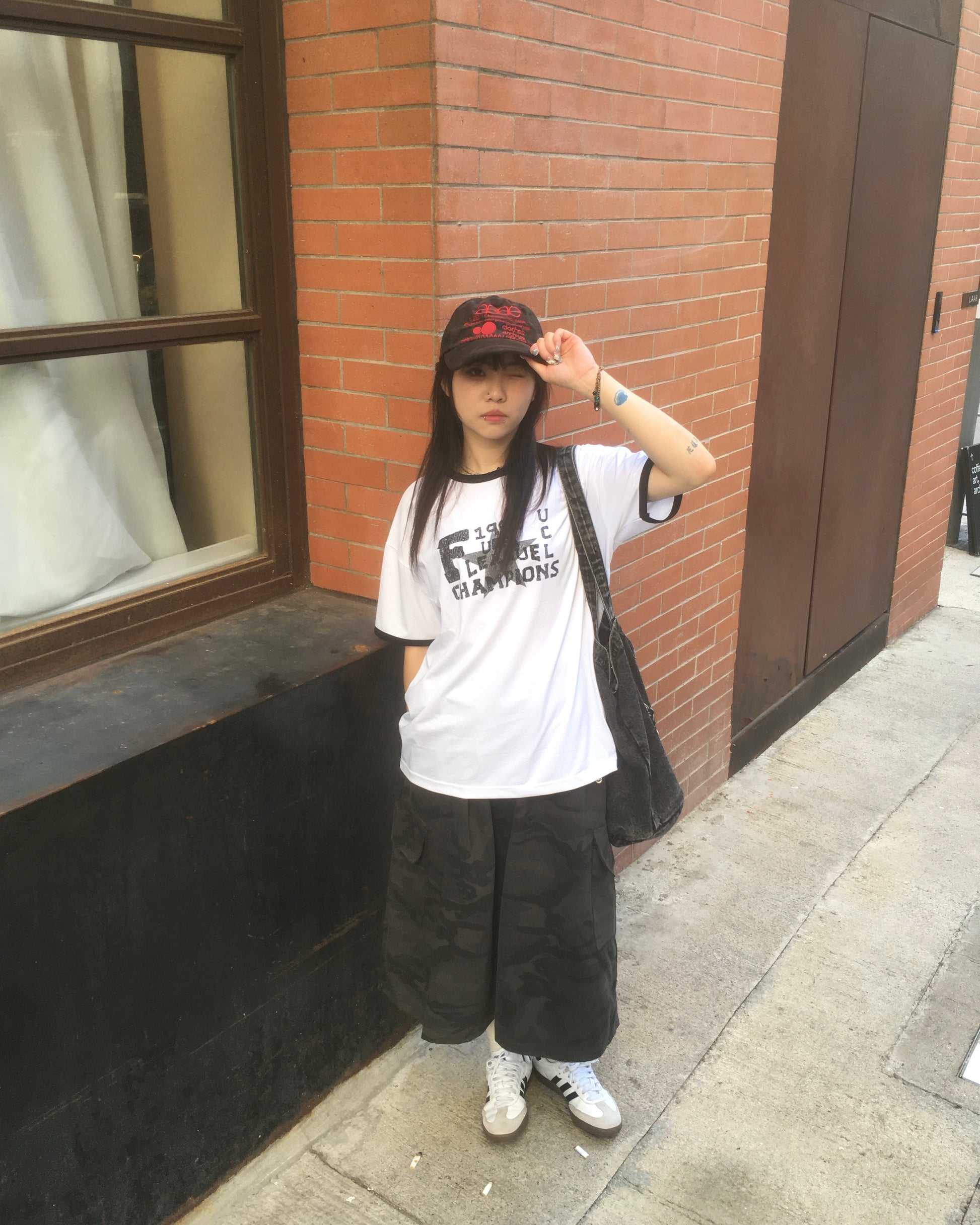 champion star ringer tee (white)