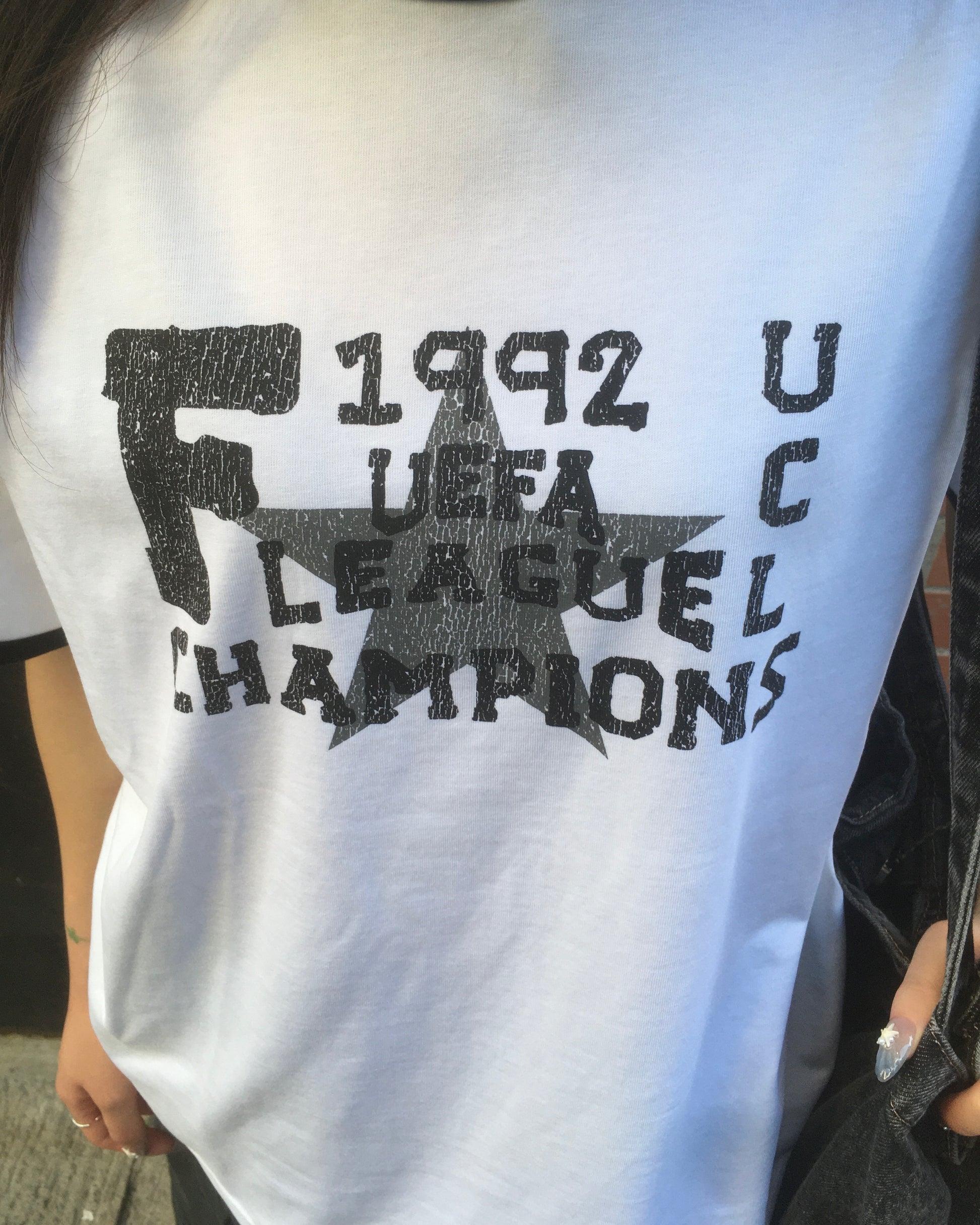 champion star ringer tee (white)