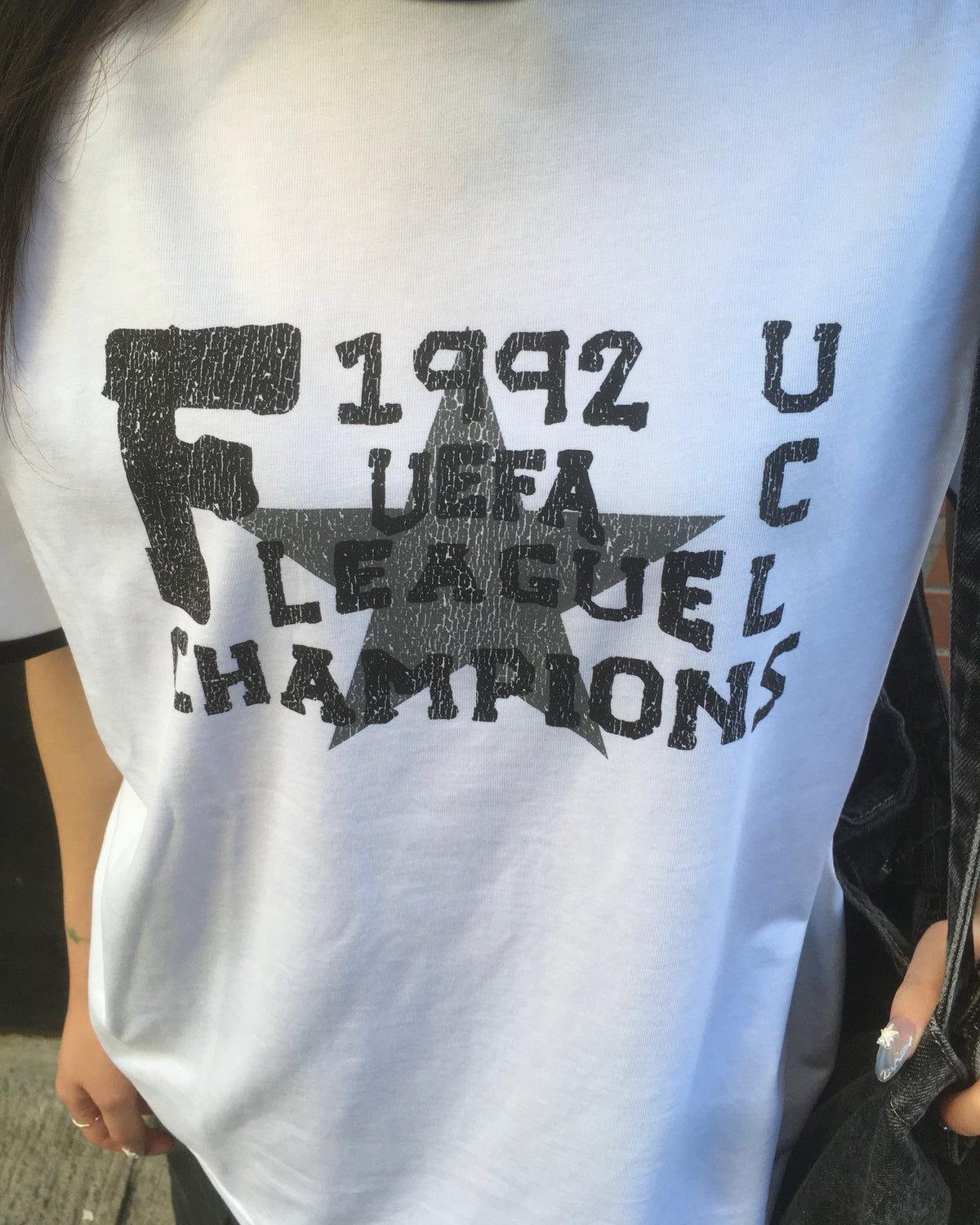 champion star ringer tee (white)