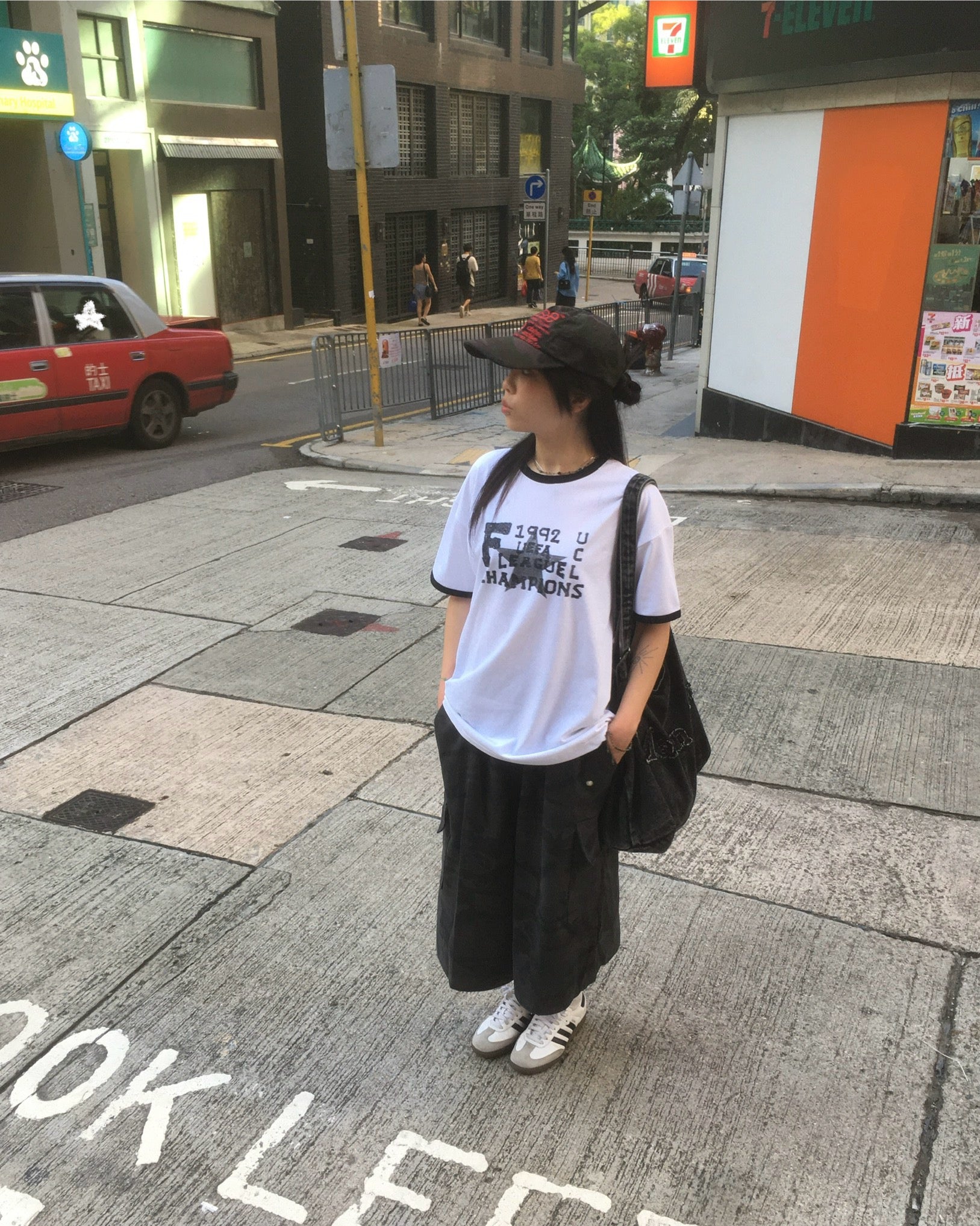 champion star ringer tee (white)