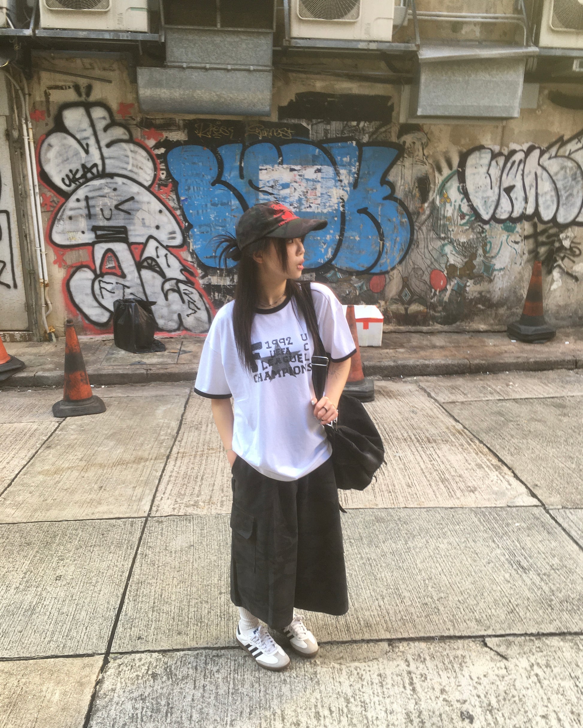 stitch washed denim bag (black)