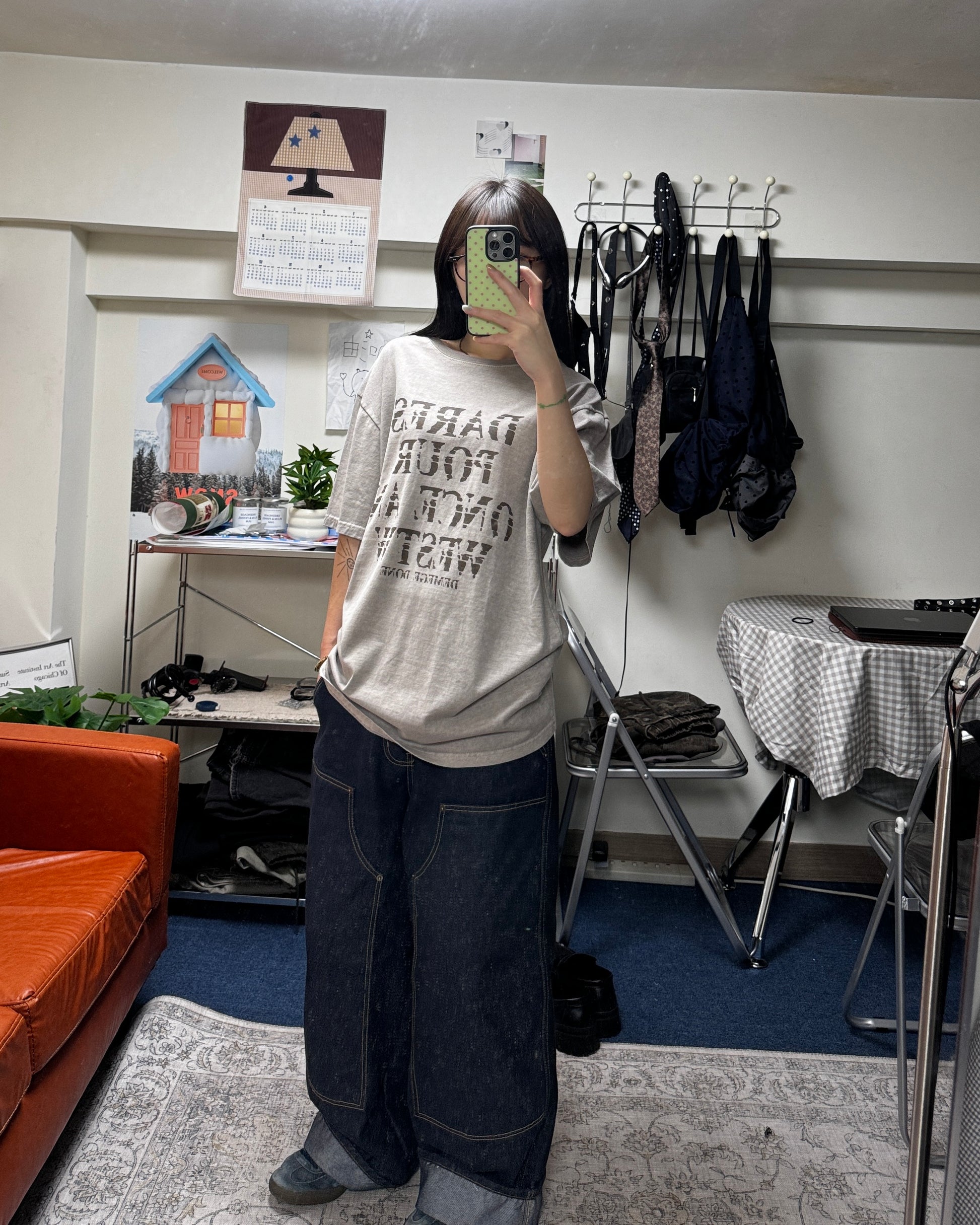 (in stock) once washed tee (sand)