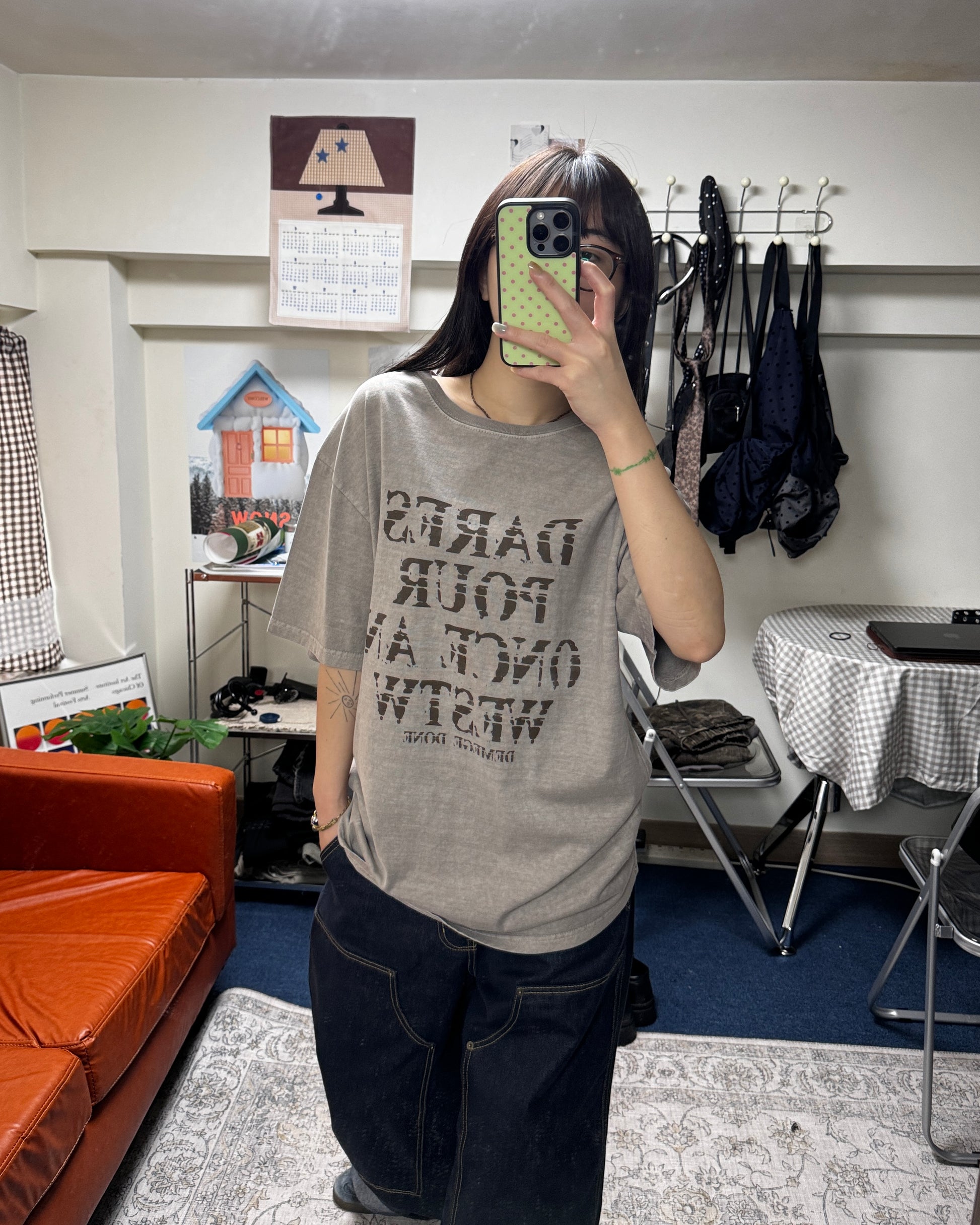 (in stock) once washed tee (sand)