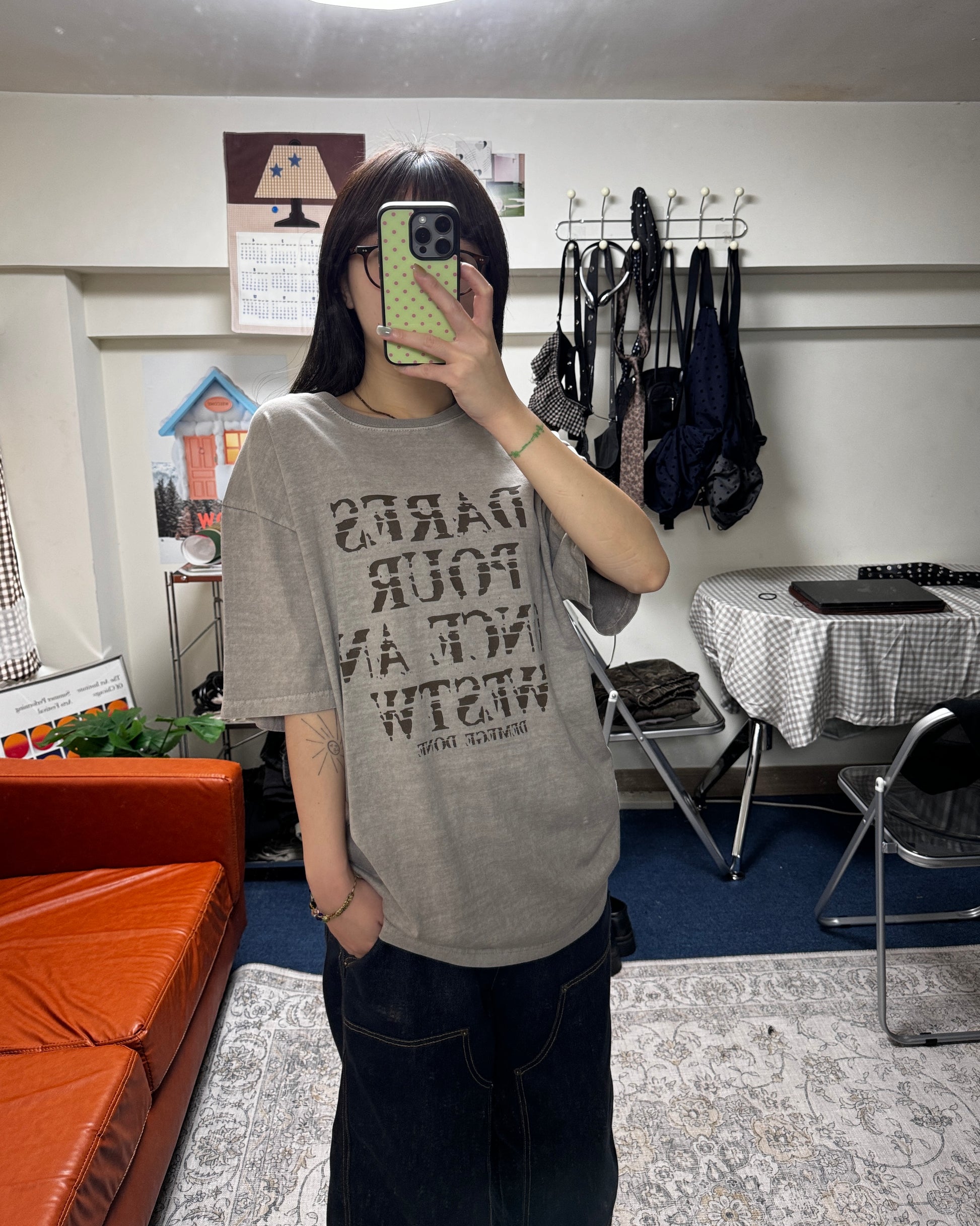 (in stock) once washed tee (sand)