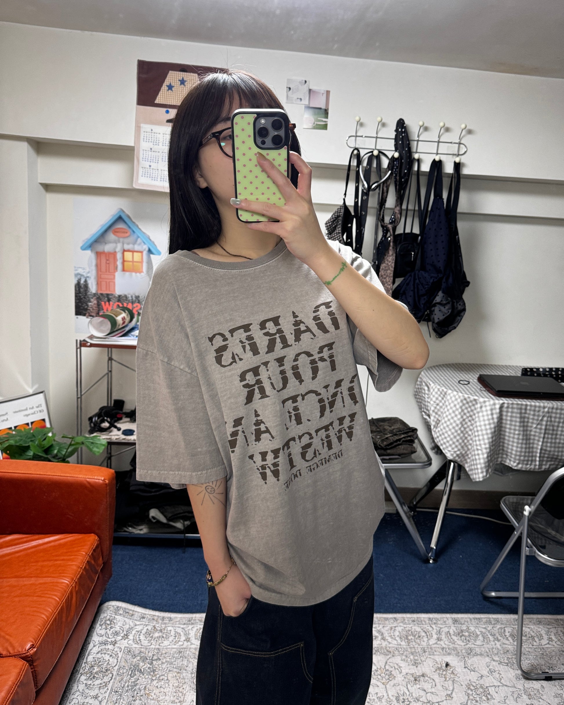(in stock) once washed tee (sand)