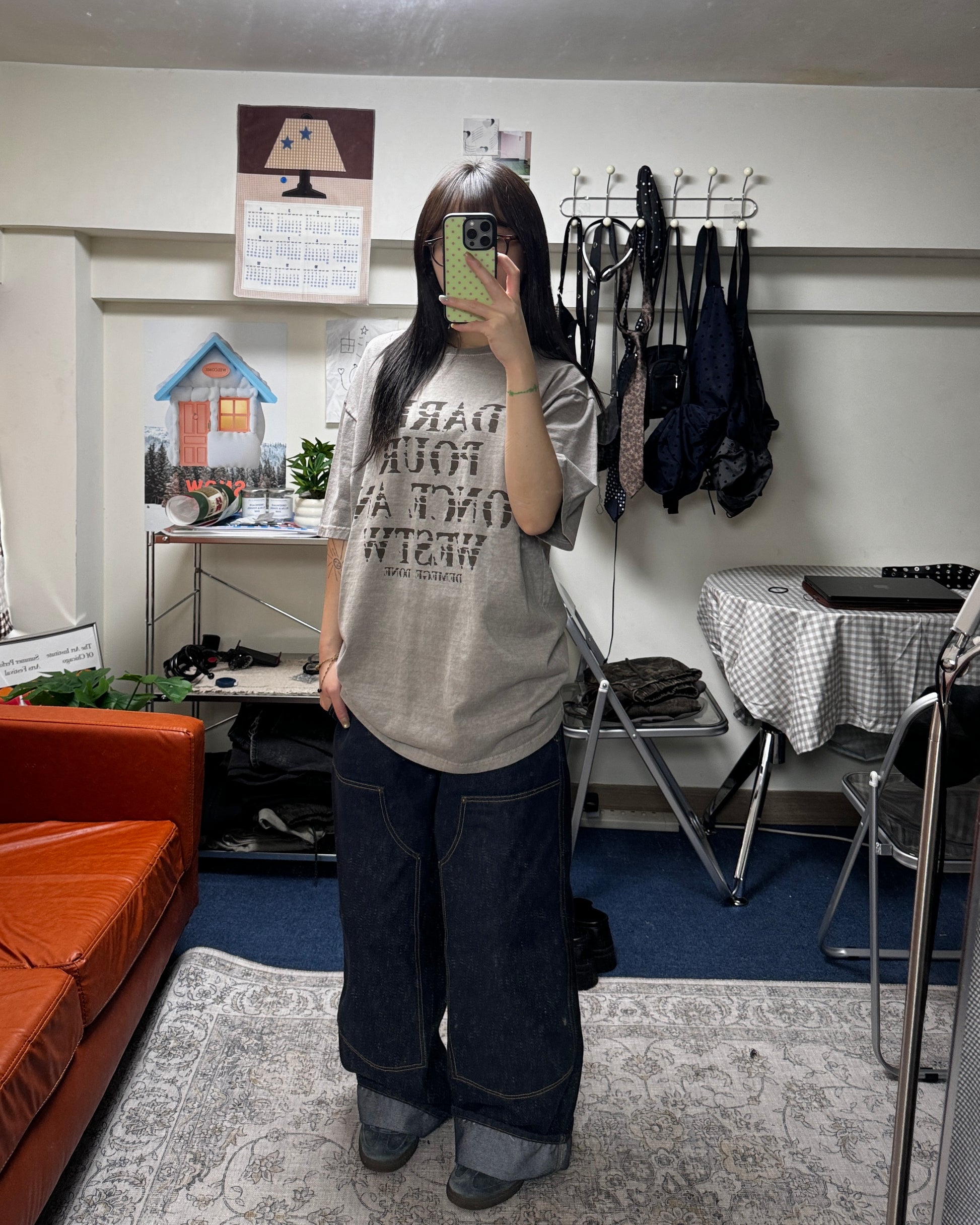 (in stock) once washed tee (sand)
