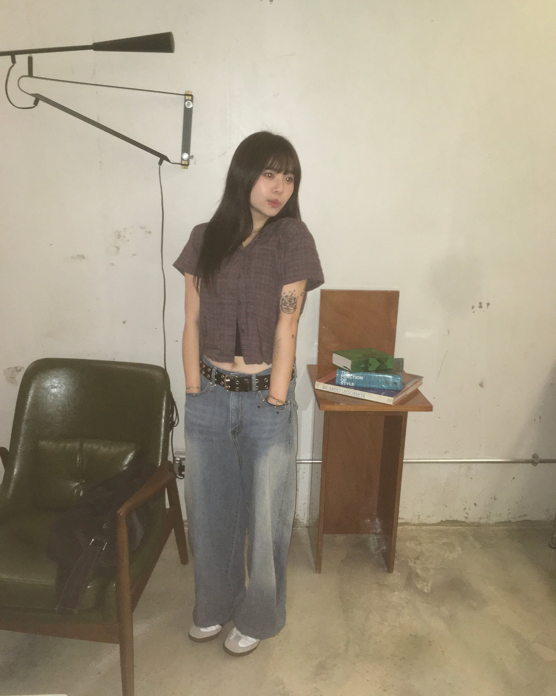 fluffy rivet wide jeans (blue)