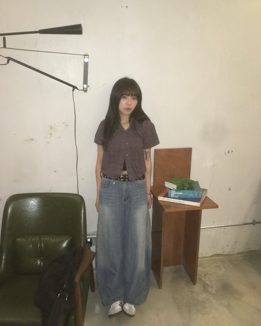 fluffy rivet wide jeans (blue)