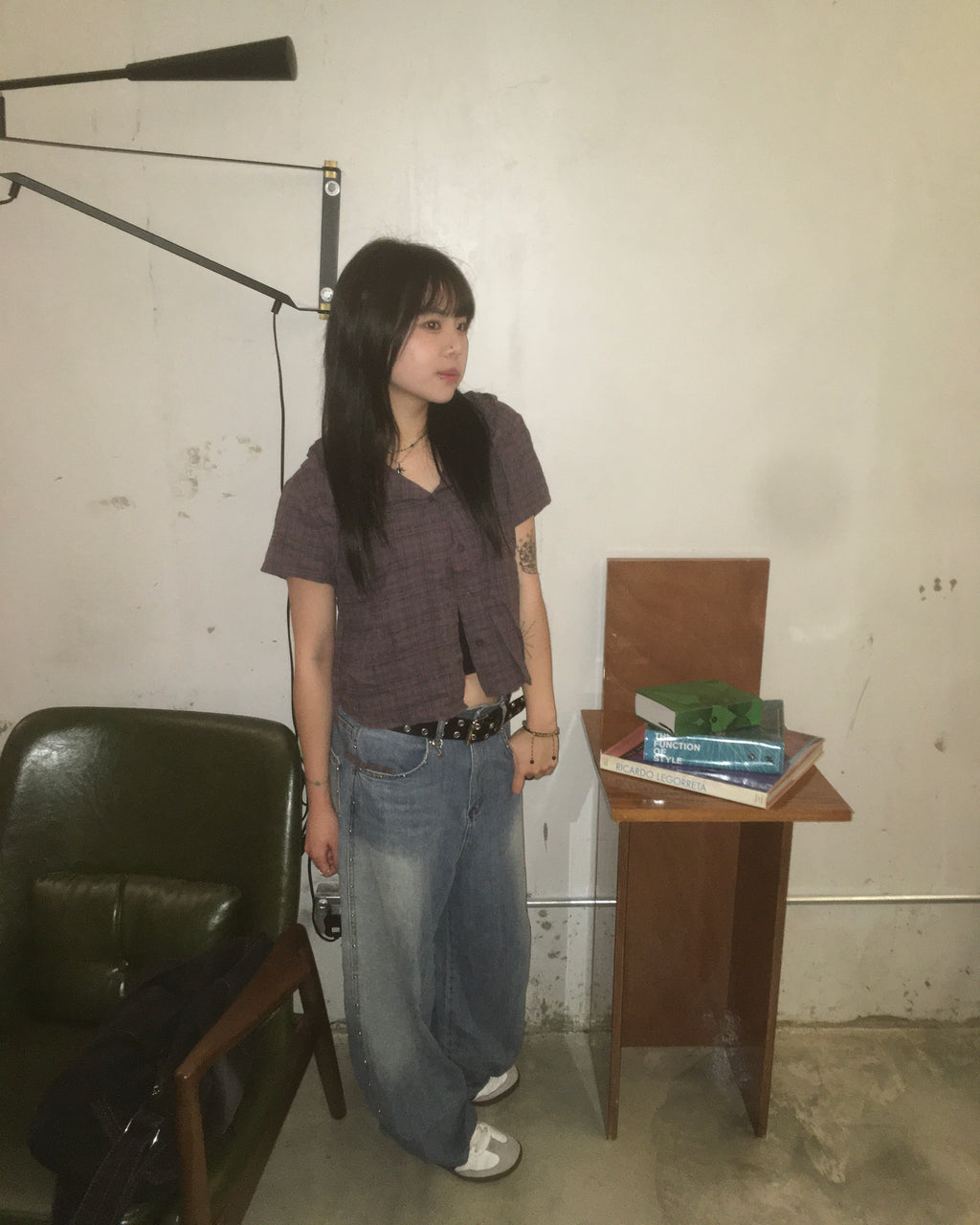 fluffy rivet wide jeans (blue)
