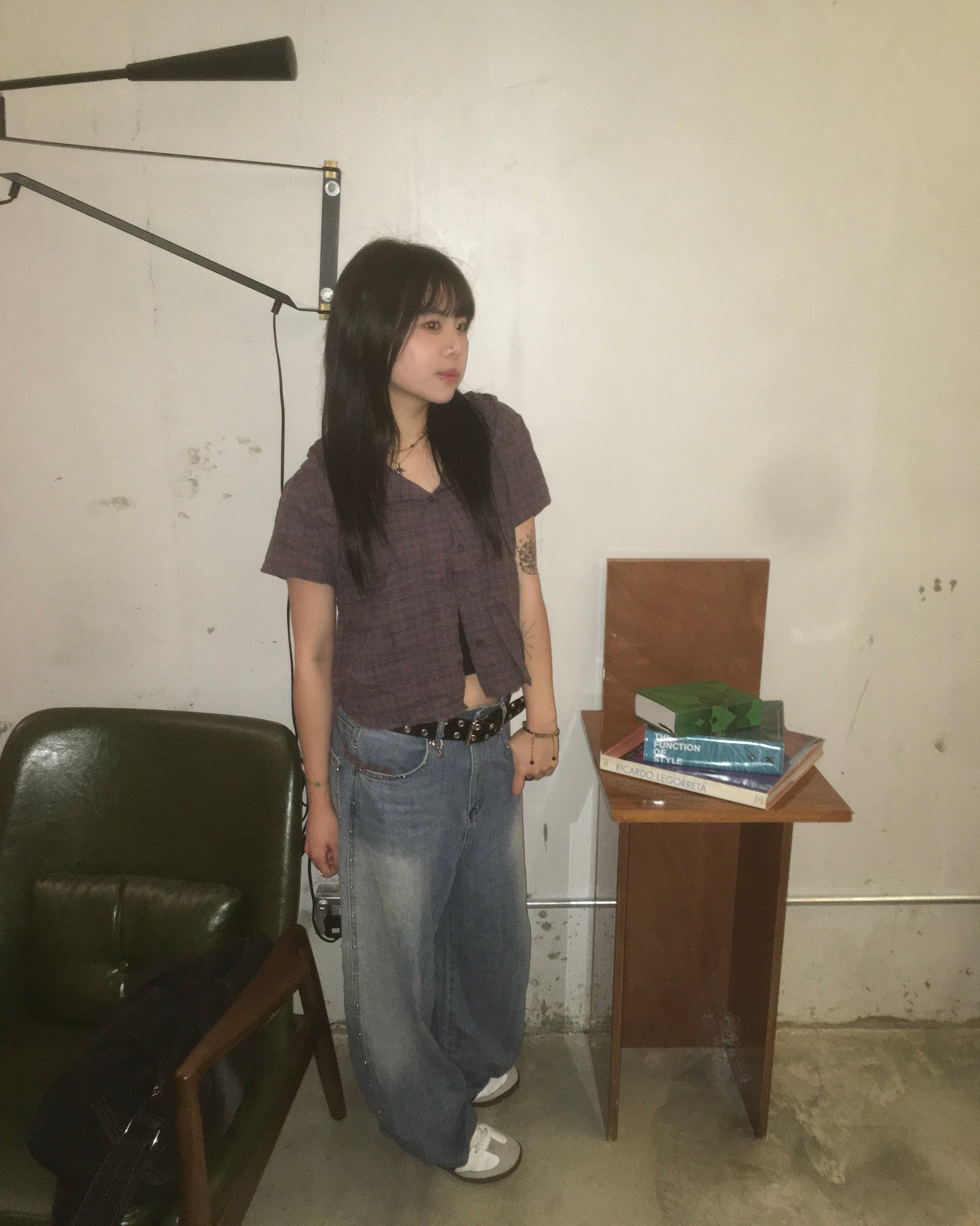 fluffy rivet wide jeans (blue)