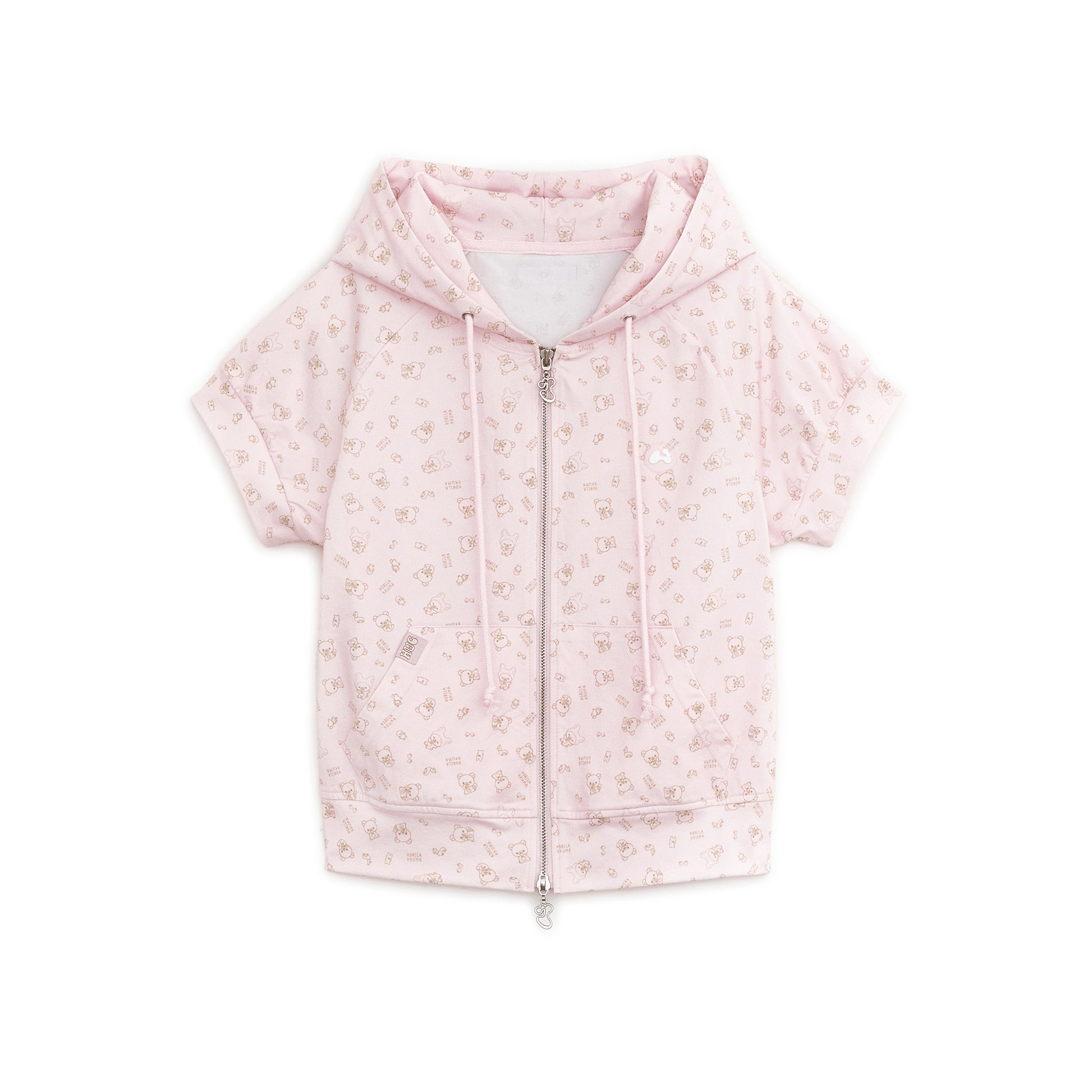 HUGYOURSKIN KORILAKKUMA PRINTED HOODIE ZIP-UP (PINK)