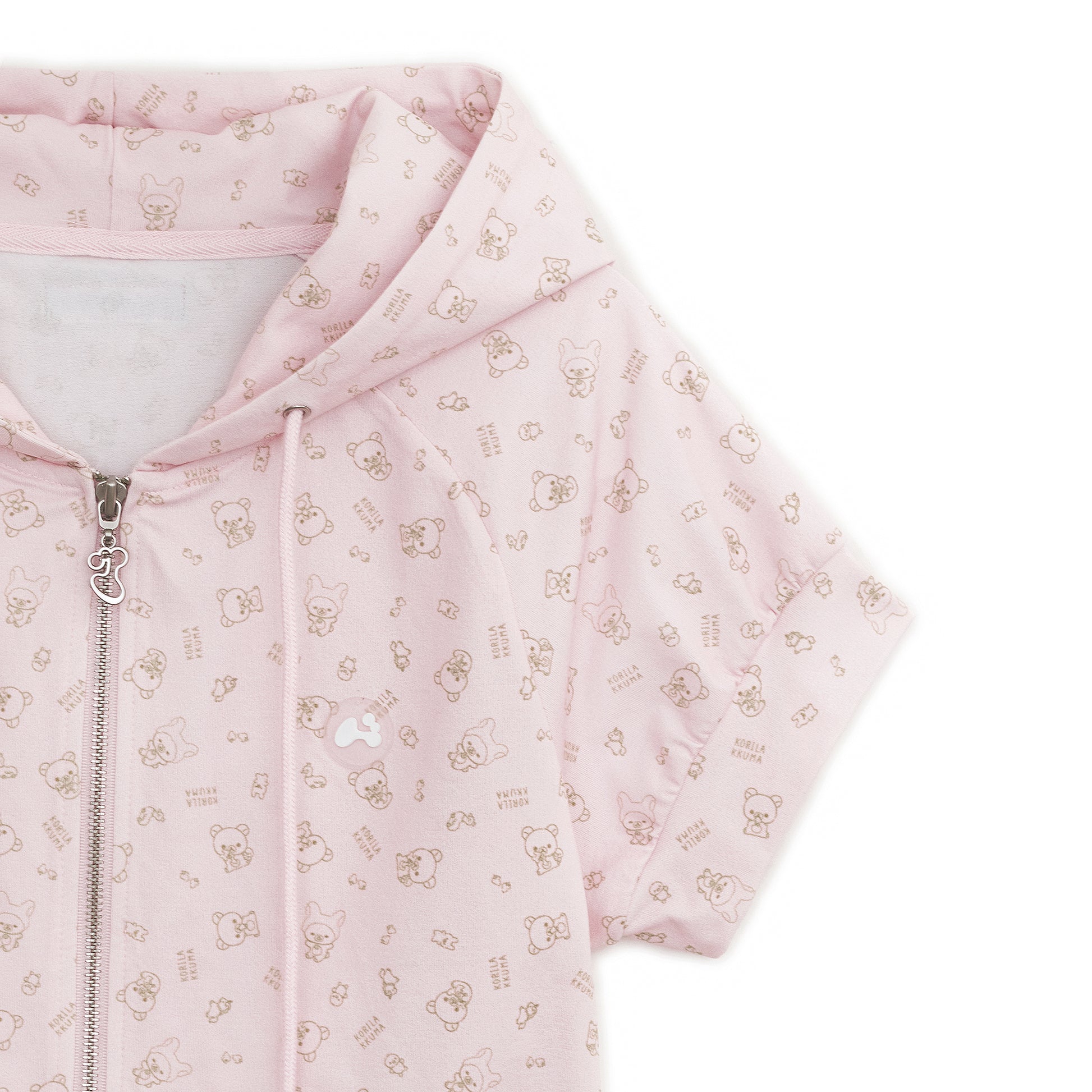 HUGYOURSKIN KORILAKKUMA PRINTED HOODIE ZIP-UP (PINK)