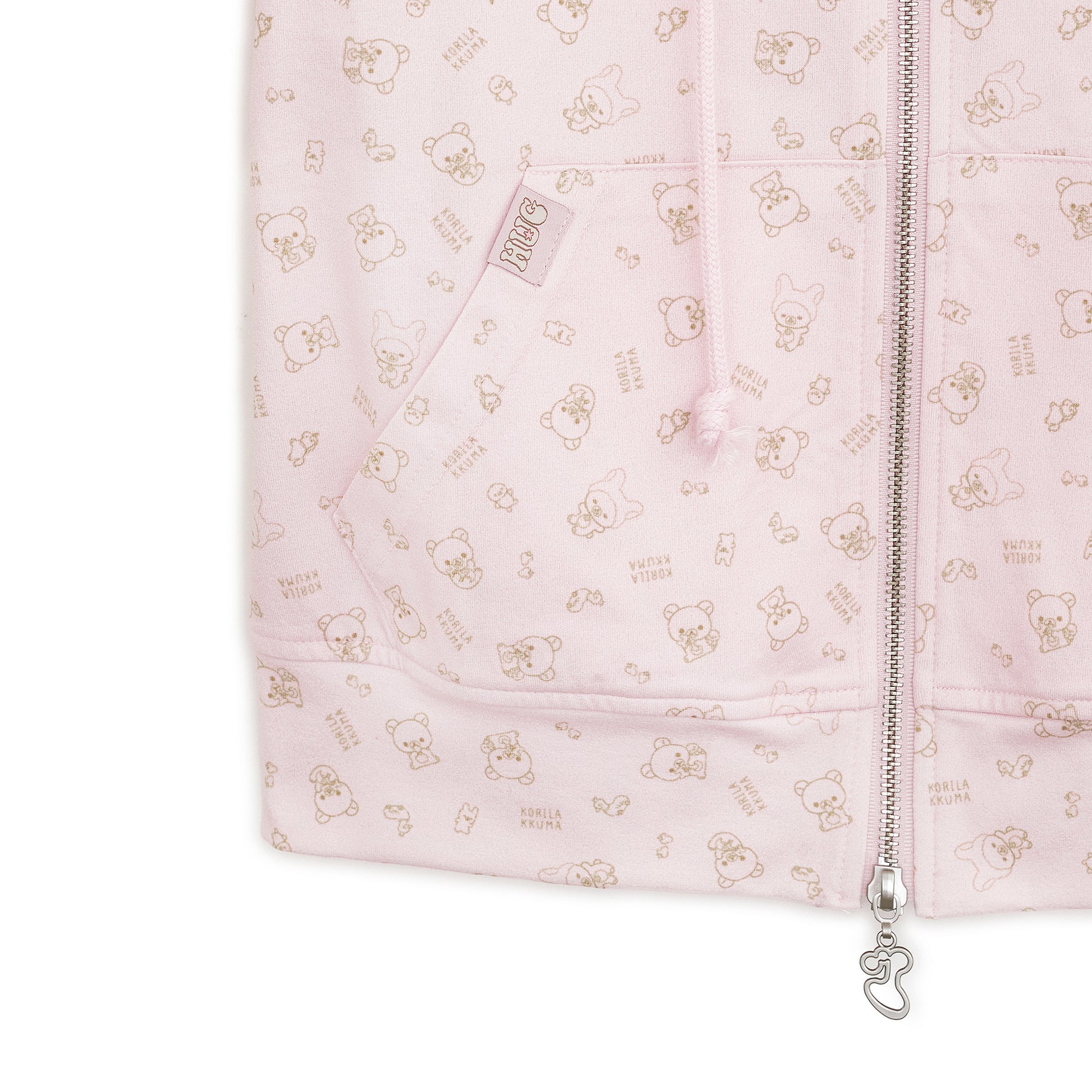 HUGYOURSKIN KORILAKKUMA PRINTED HOODIE ZIP-UP (PINK)