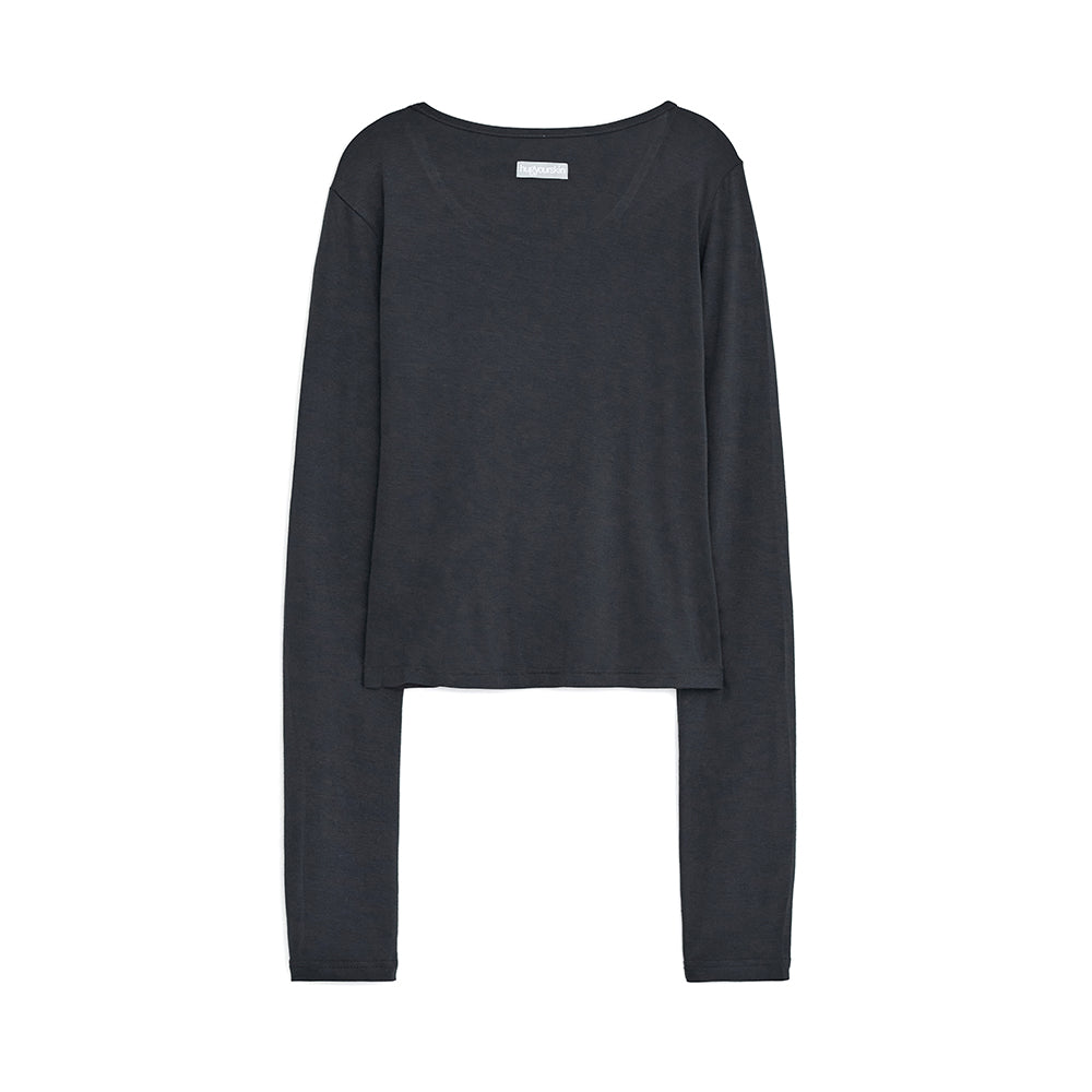 HUGYOURSKIN ORNAMENT PRINT TOP (CHARCOAL)