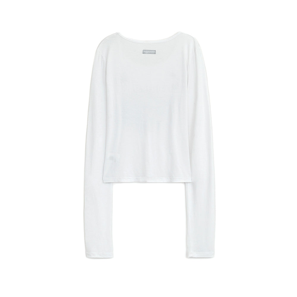HUGYOURSKIN ORNAMENT PRINT TOP (WHITE)