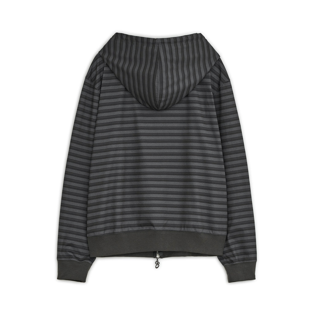 HUGYOURSKIN STRIPE KORILAKKUMA HOODIE ZIP-UP (CHARCOAL)