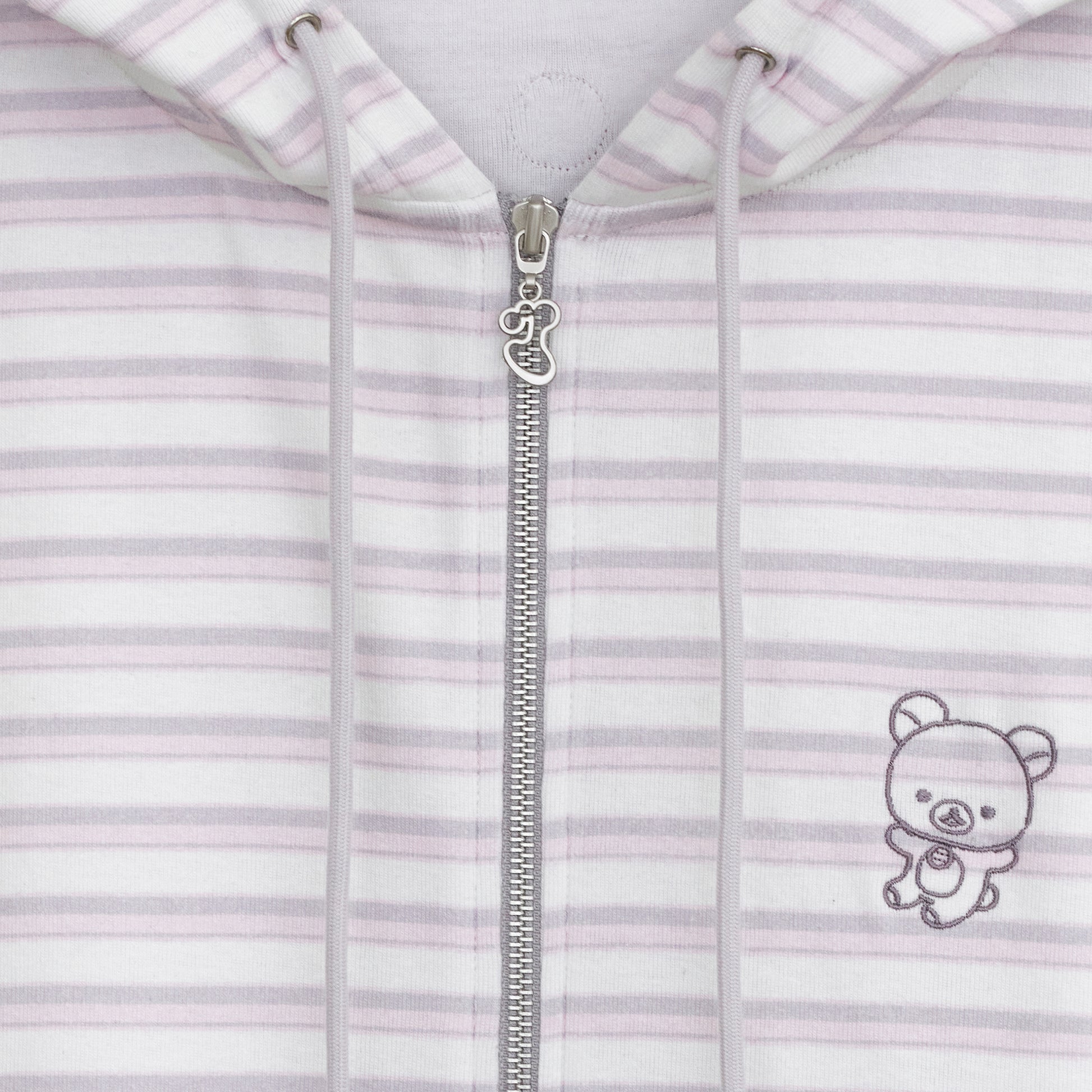HUGYOURSKIN STRIPE KORILAKKUMA HOODIE ZIP-UP (PINK)