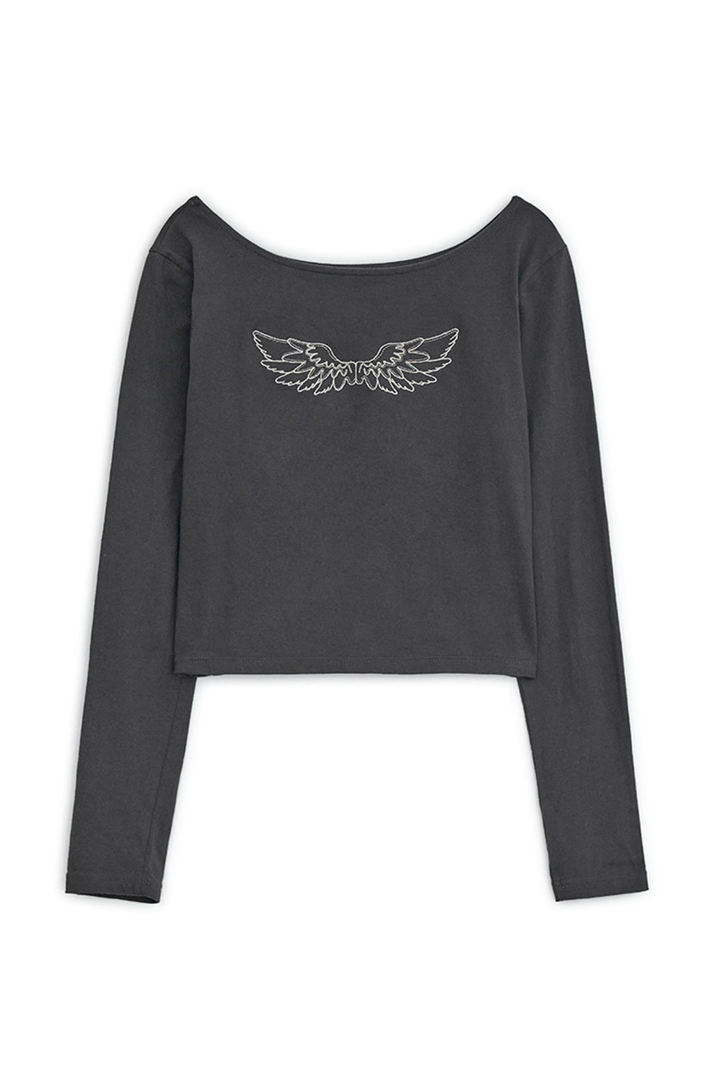 HUGYOURSKIN ANGEL WING TOP (CHARCOAL)
