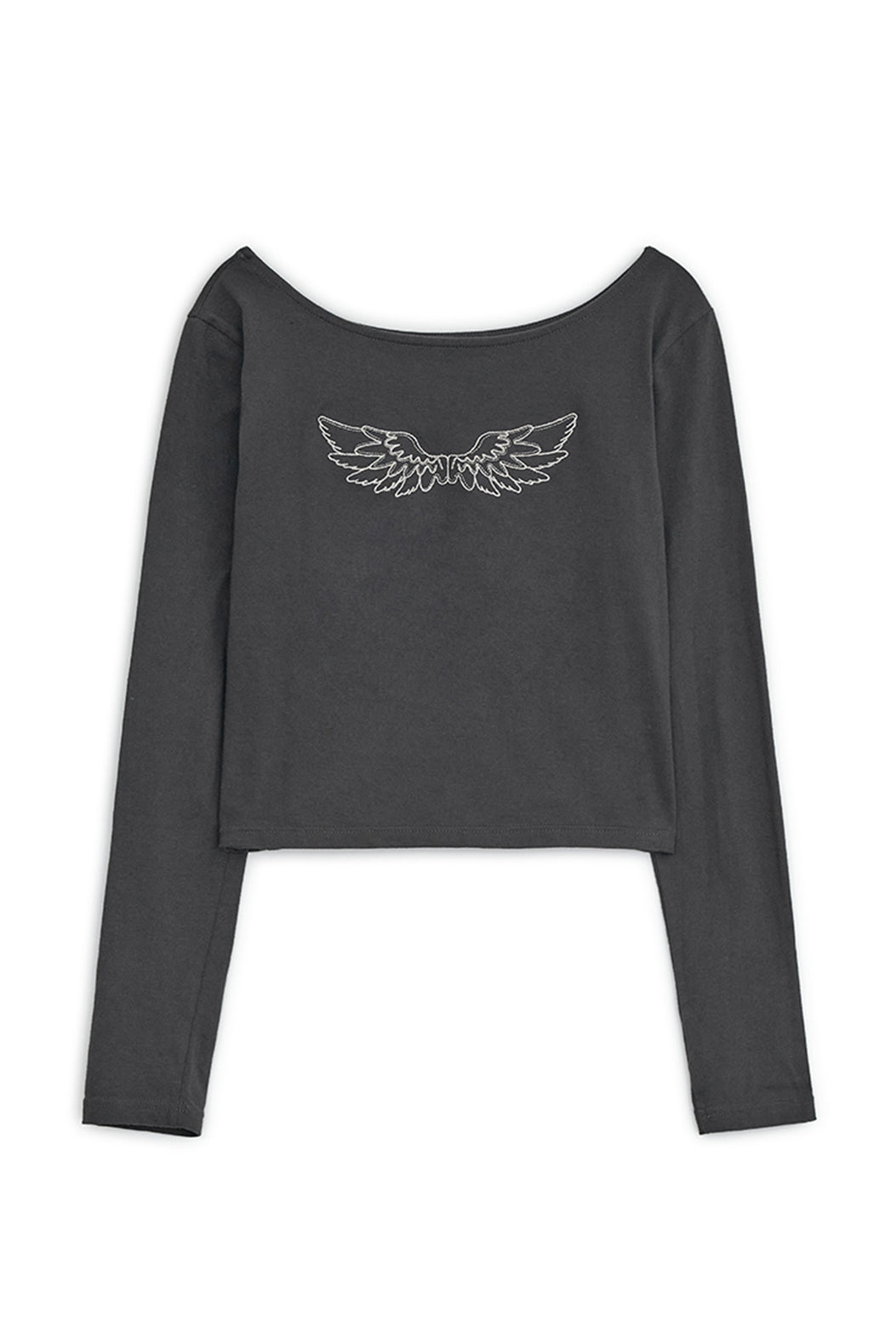 HUGYOURSKIN ANGEL WING TOP (CHARCOAL)