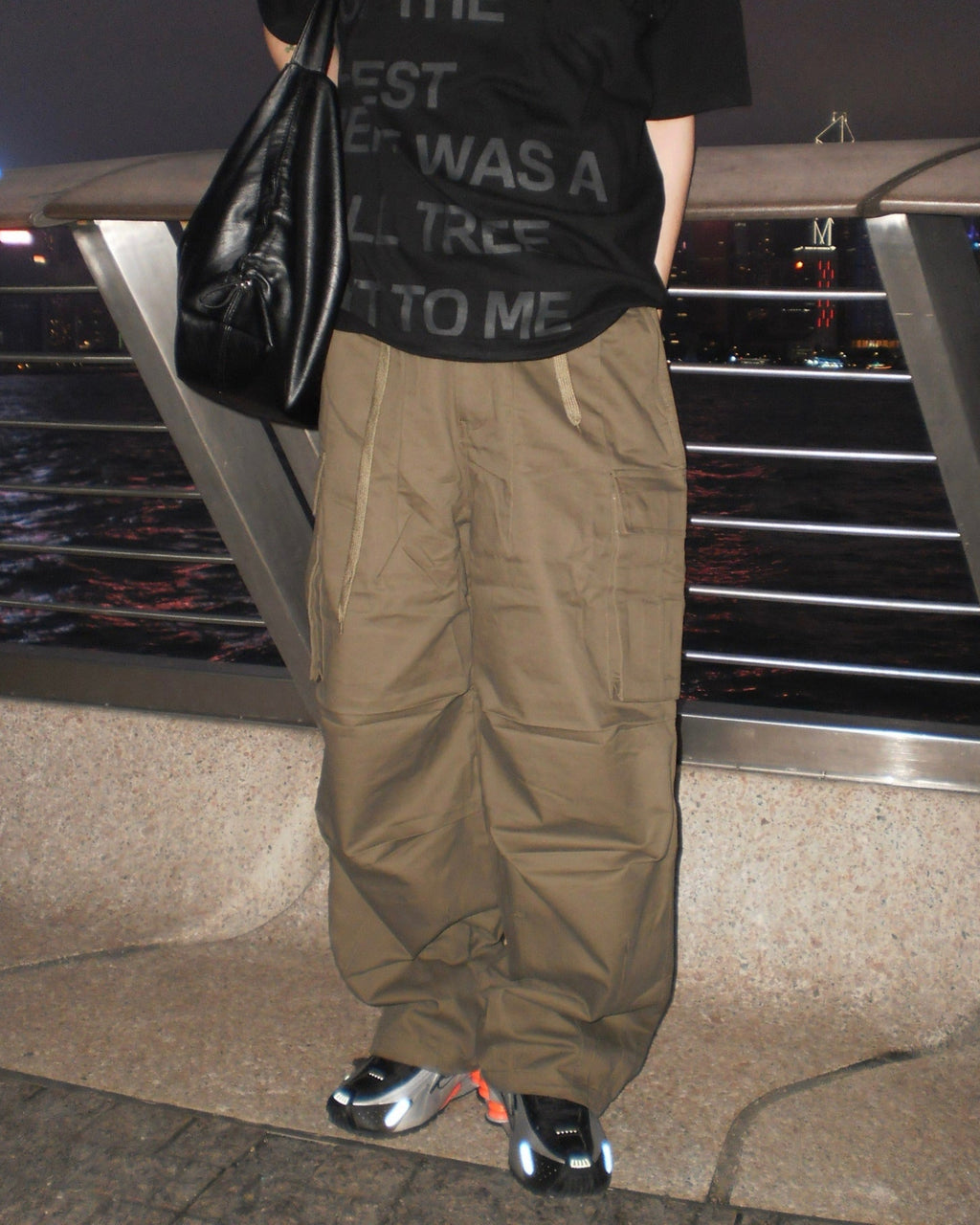 (in stock) banding parachute cargo pants