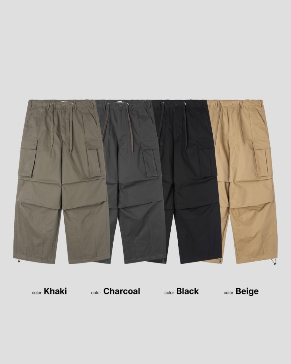 (in stock) banding parachute cargo pants