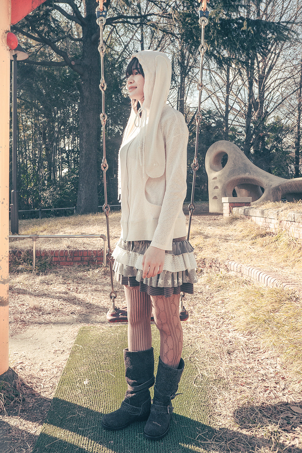HUGYOURSKIN CANCAN LAYERED SKIRT (BROWN)