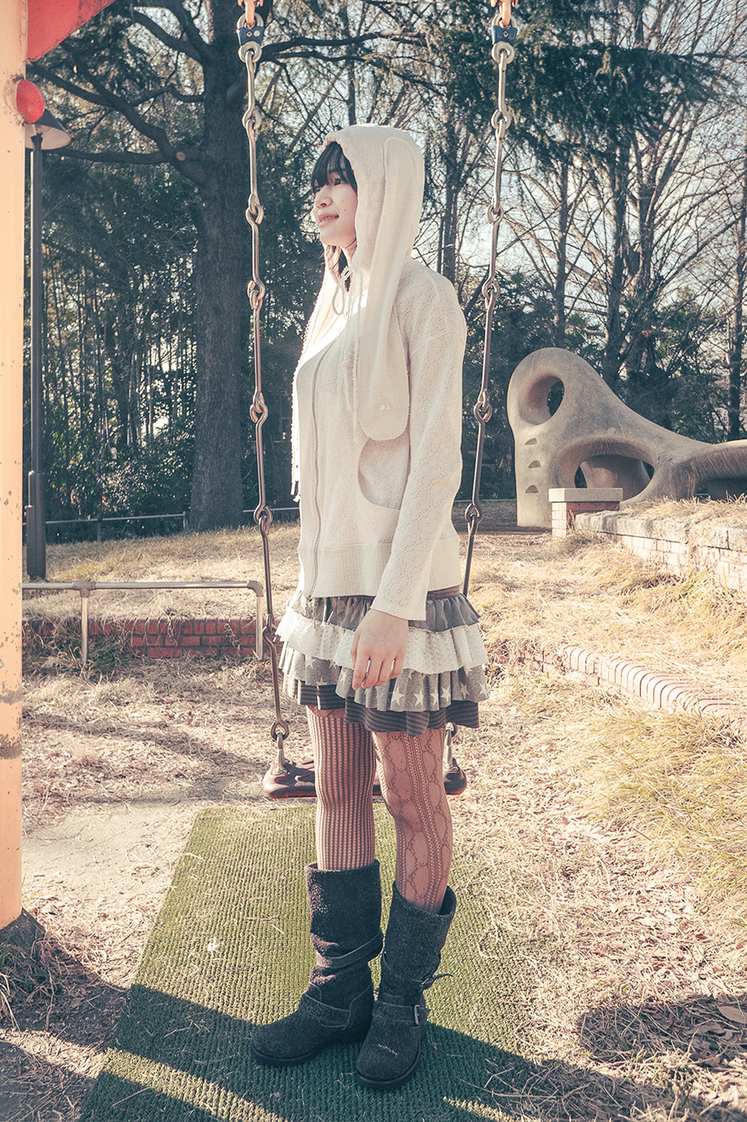 HUGYOURSKIN CANCAN LAYERED SKIRT (BROWN)