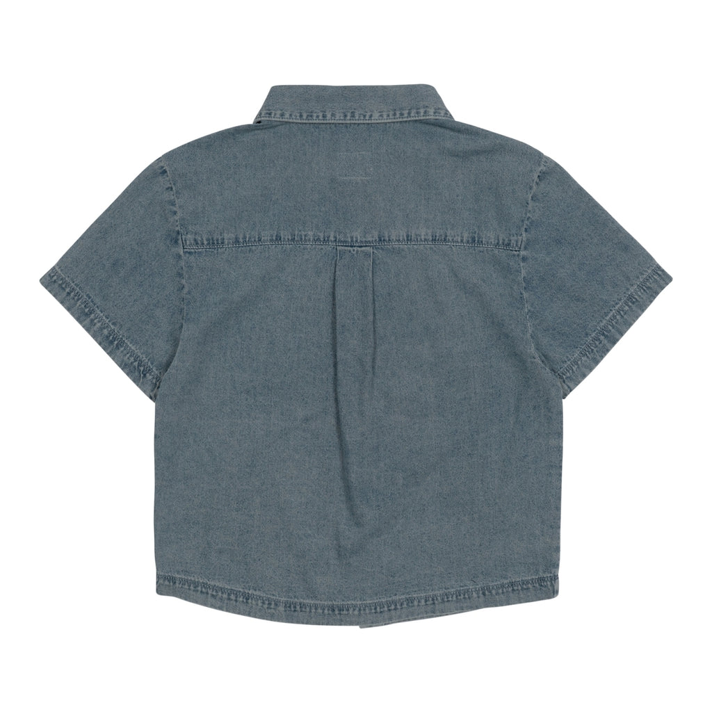 (W) TCM MINI LOGO DENIM HALF SHIRTS (BLUE)