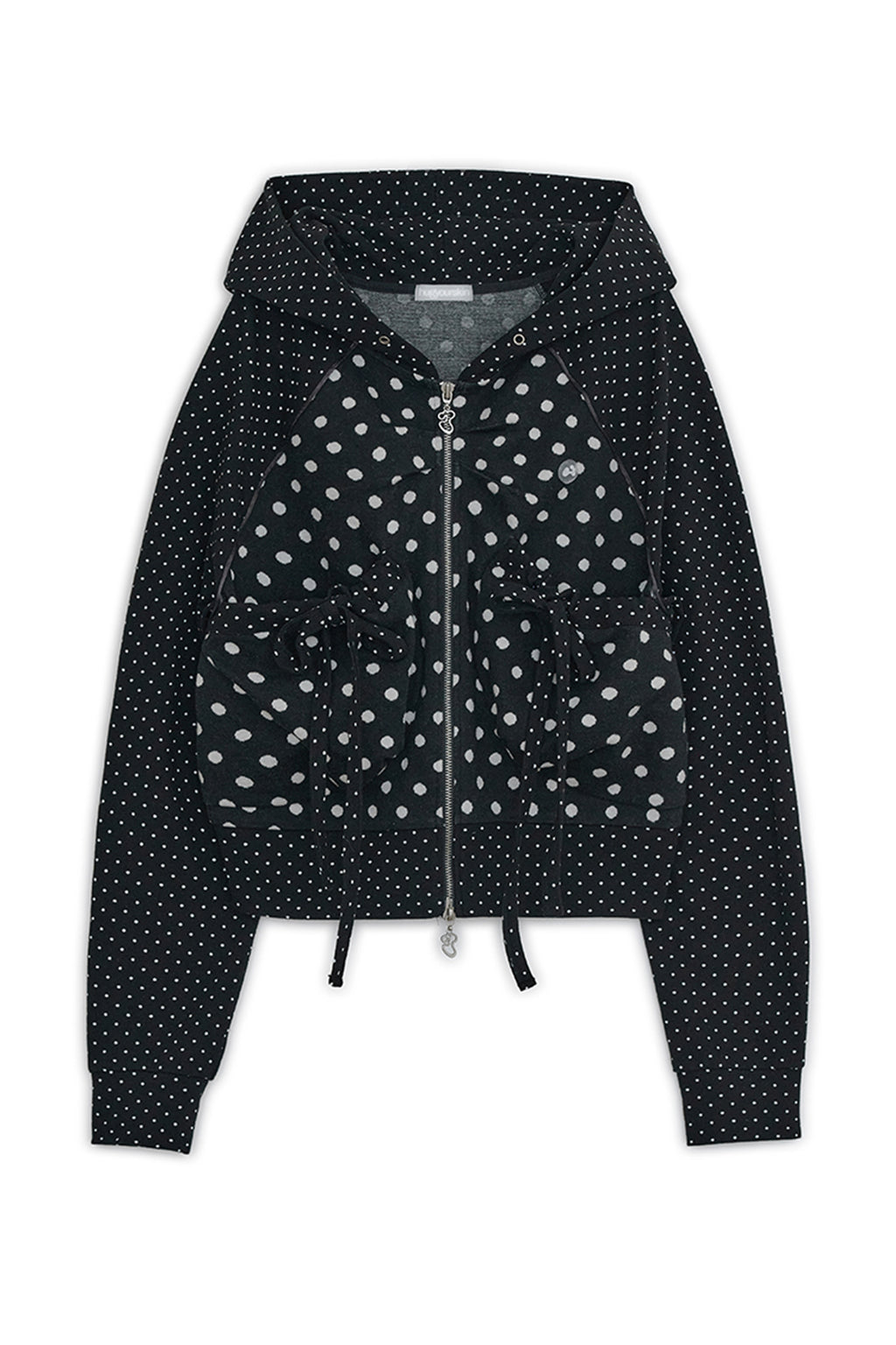 HUGYOURSKIN DOT BIG POCKET HOODIE (BLACK)