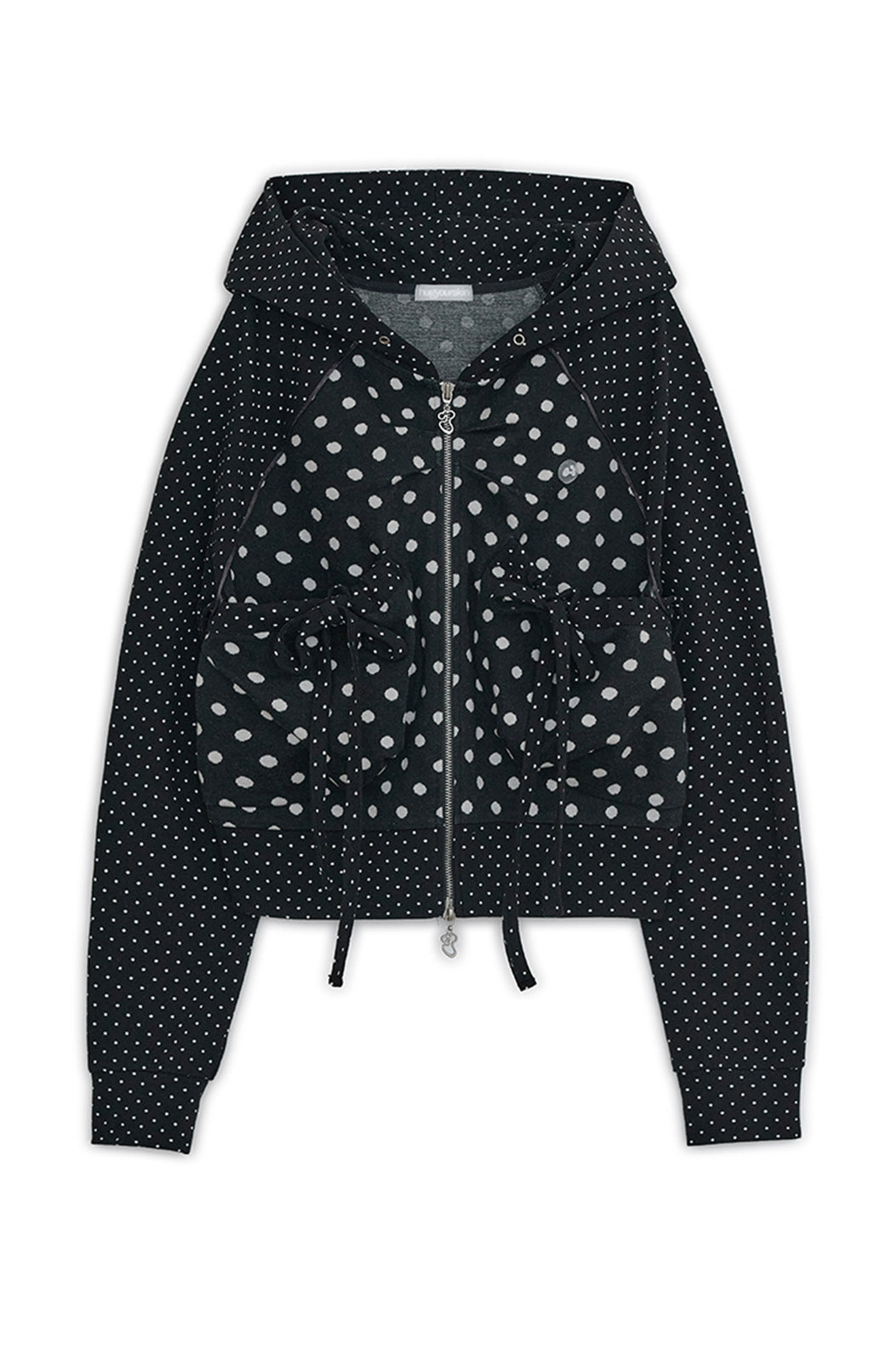 HUGYOURSKIN DOT BIG POCKET HOODIE (BLACK)