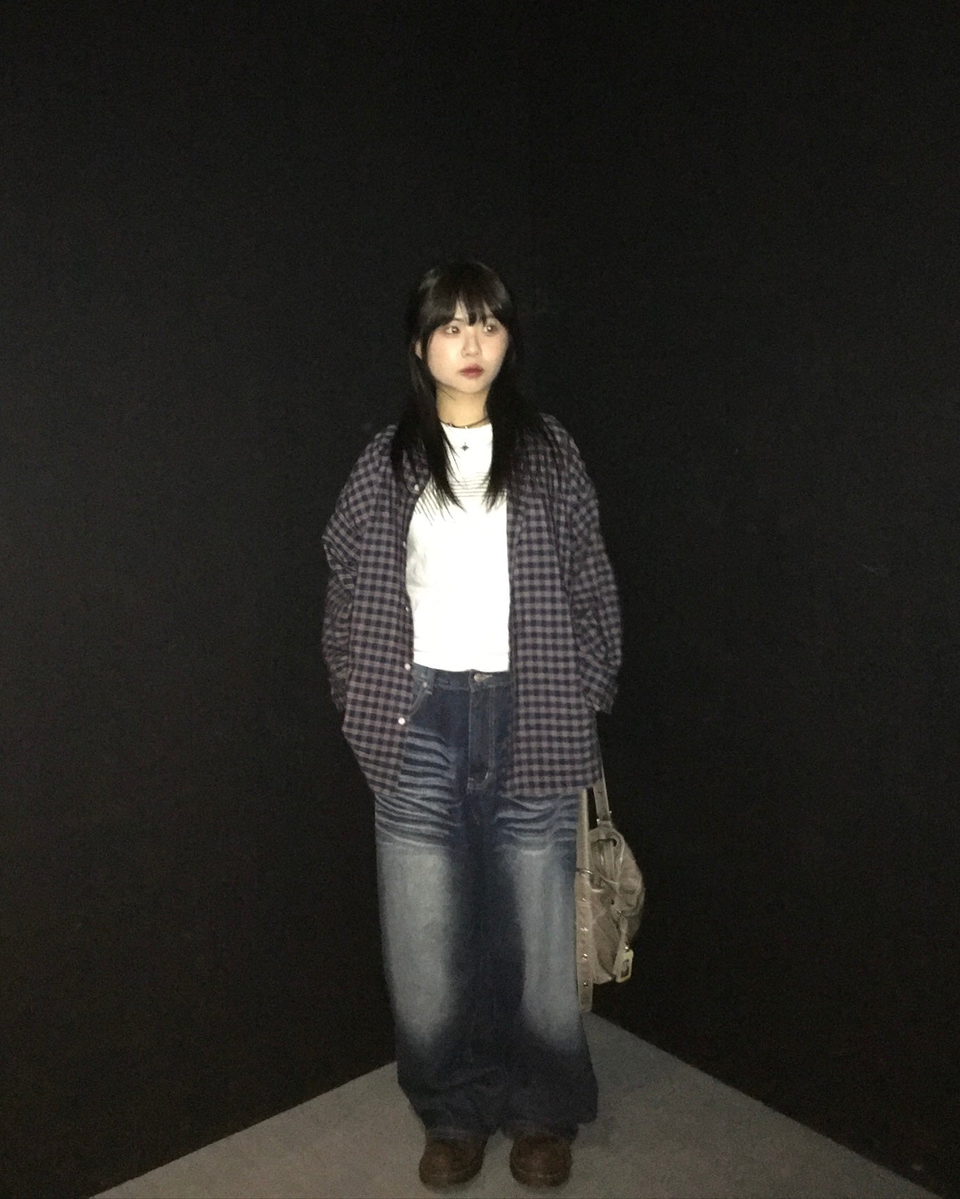 crunch checked shirt (blue)