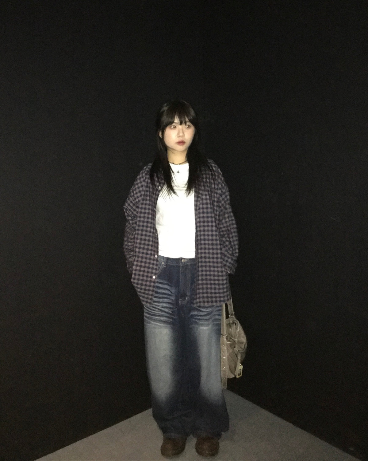 crunch checked shirt (blue)