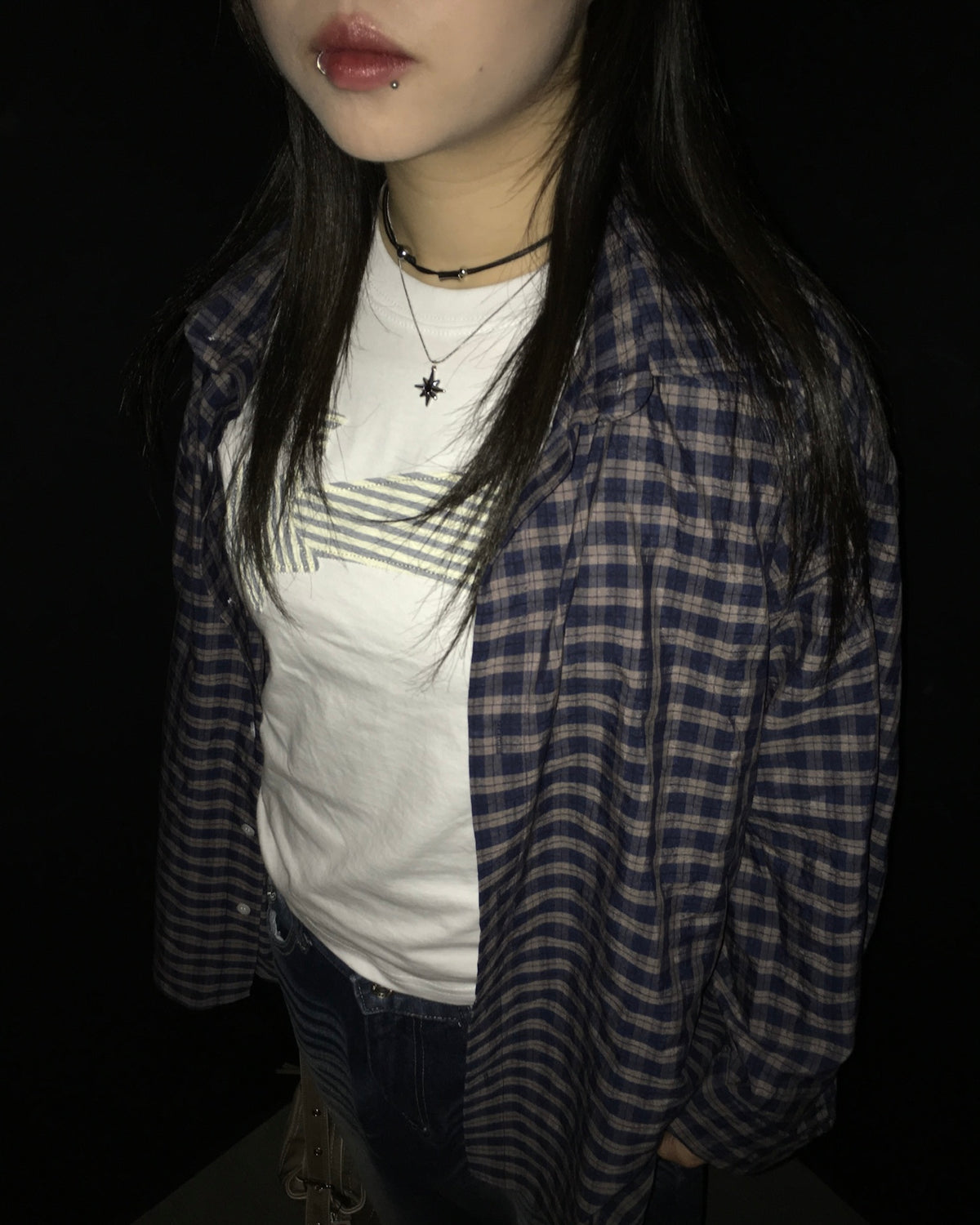 crunch checked shirt (blue)