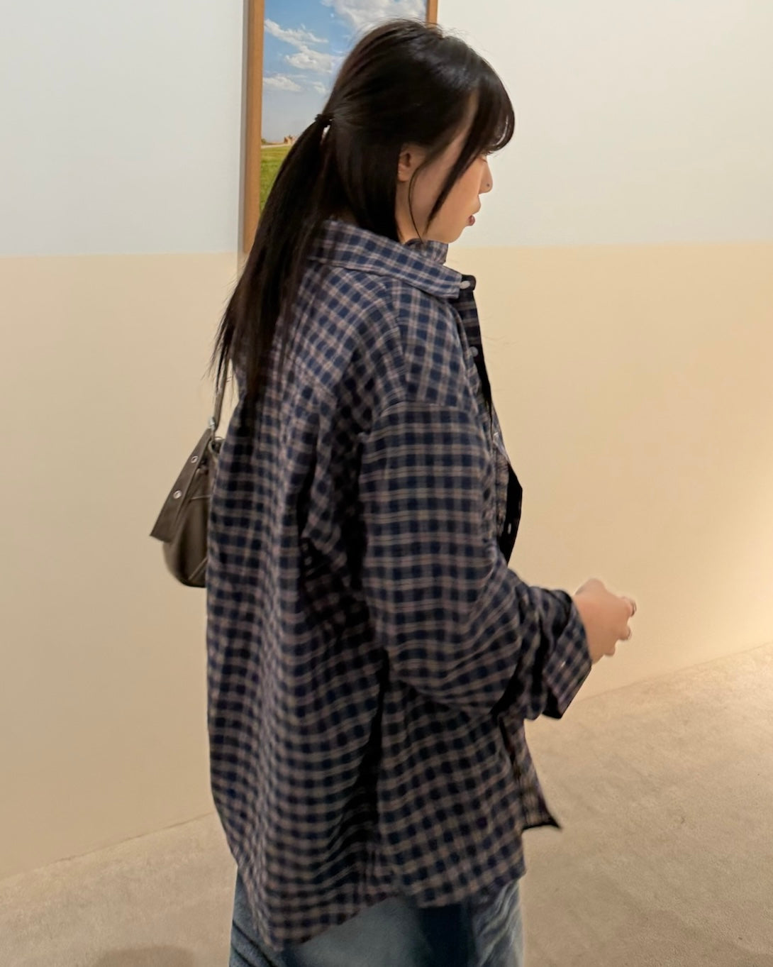 crunch checked shirt (blue)