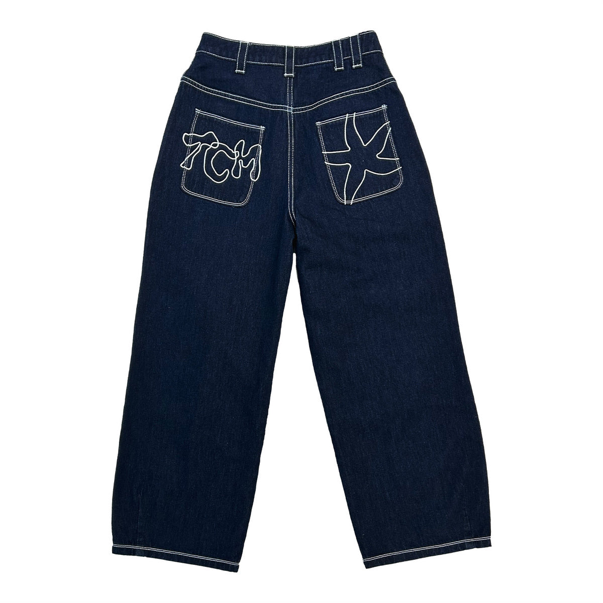 TCM BACK LOGO DENIM PANTS (NAVY)