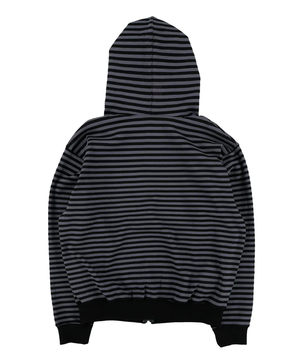 TCM STRIPE HOODED ZIP-UP (CHARCOAL/BLACK)