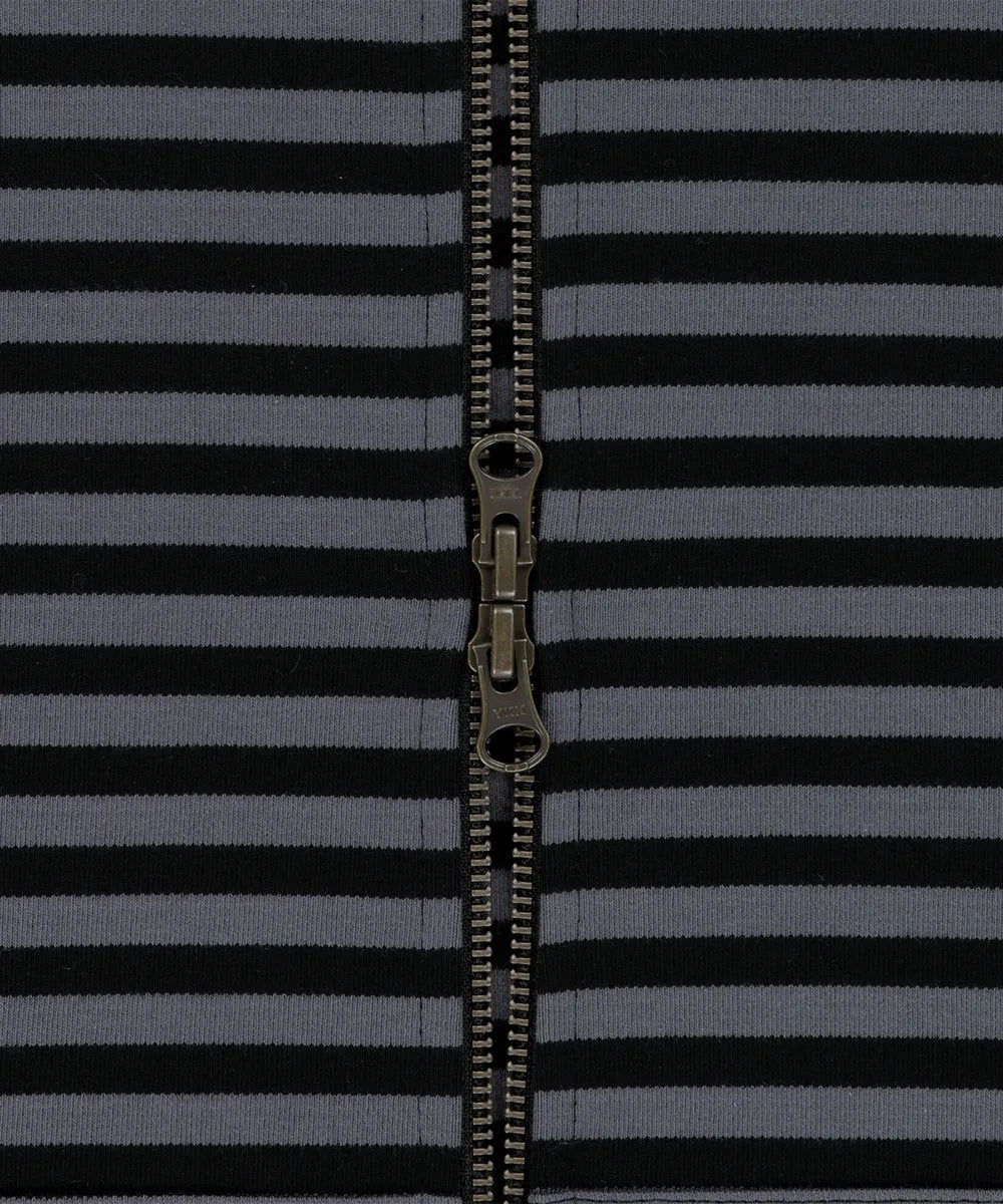 TCM STRIPE HOODED ZIP-UP (CHARCOAL/BLACK)
