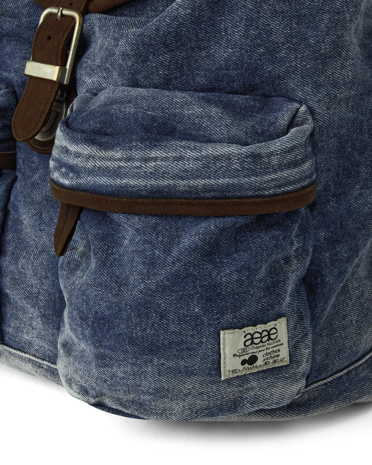 AEAE OUT POCKET DENIM BACKPACK (MID BLUE)