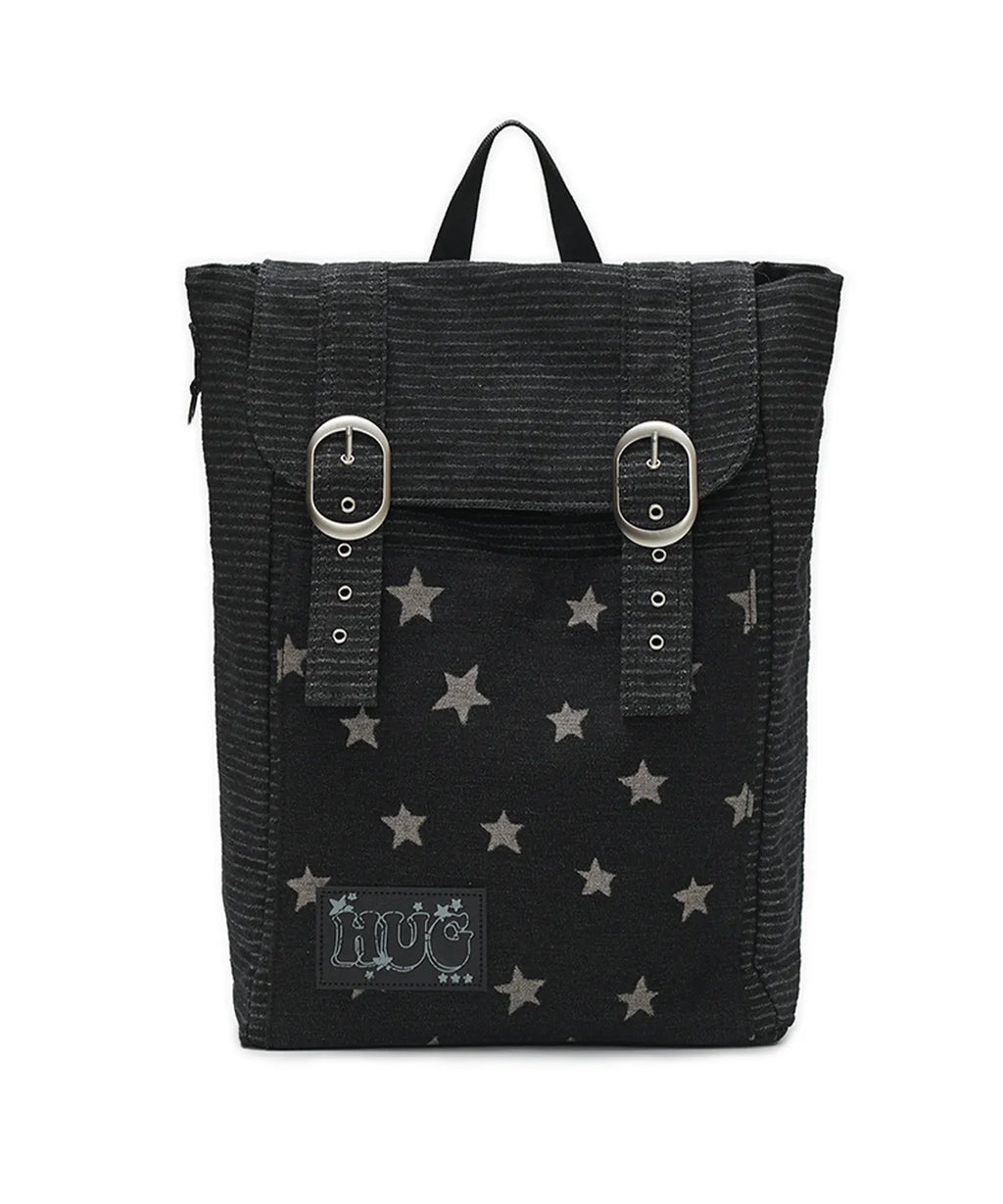 HUGYOURSKIN STARDUST DENIM BACKPACK (BLACK)