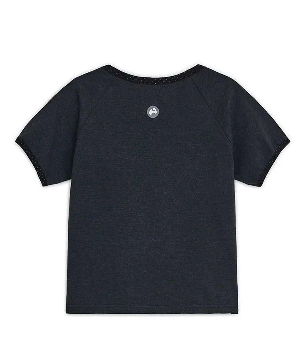HUGYOURSKIN STAR STITCH TOP (CHARCOAL)
